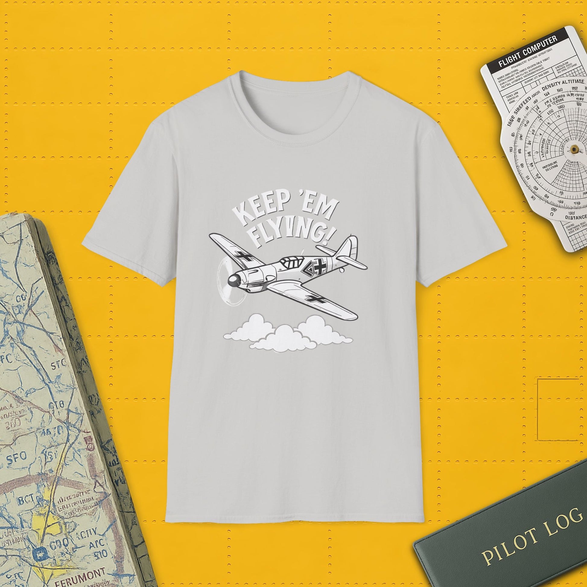 Bf 109 Premium T-Shirt – “Keep ’Em Flying!” WWII Fighter Graphic Tee - Pilot gifts - warbird t-shirt