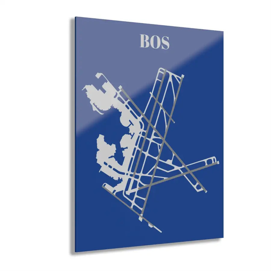 BOS - Boston Logan International Acrylic Print - Home Decor - Gifts for pilots - Aviation apparel