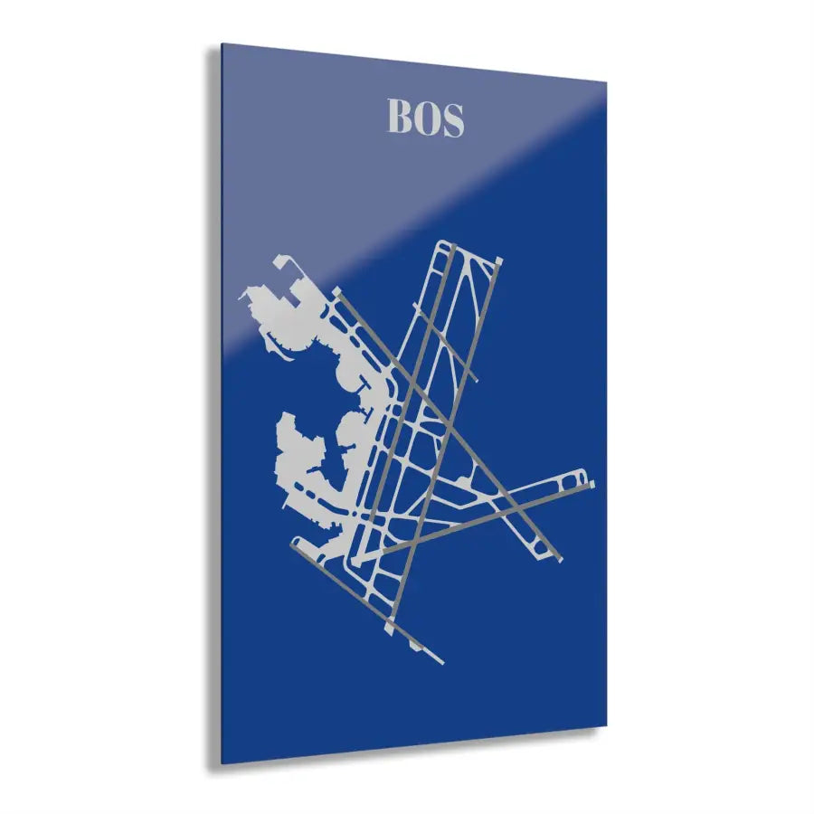 BOS - Boston Logan International Acrylic Print - Home Decor - Gifts for pilots - Aviation apparel