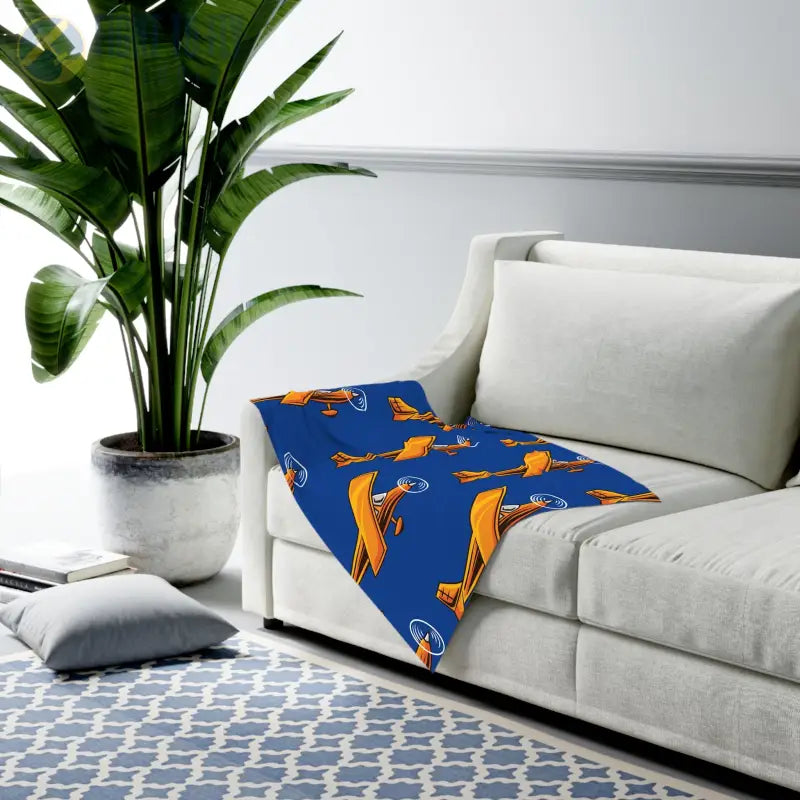 Bright Skies Baby Blanket – Cheerful Orange Cartoon Plane - Home Decor - Pilot gifts - WWII warbird t-shirt