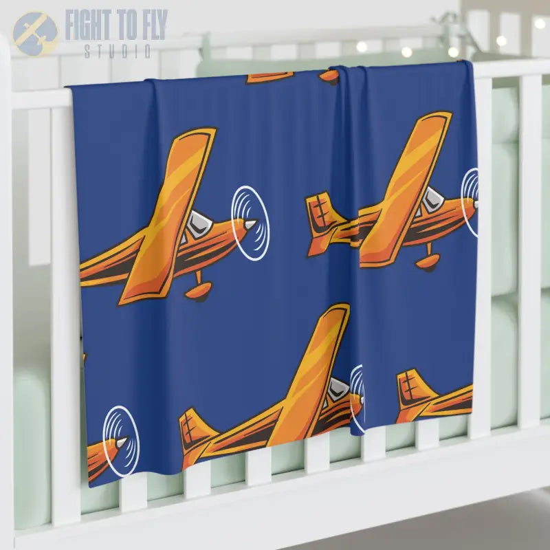Bright Skies Baby Blanket – Cheerful Orange Cartoon Plane - Home Decor - Pilot gifts - WWII warbird t-shirt