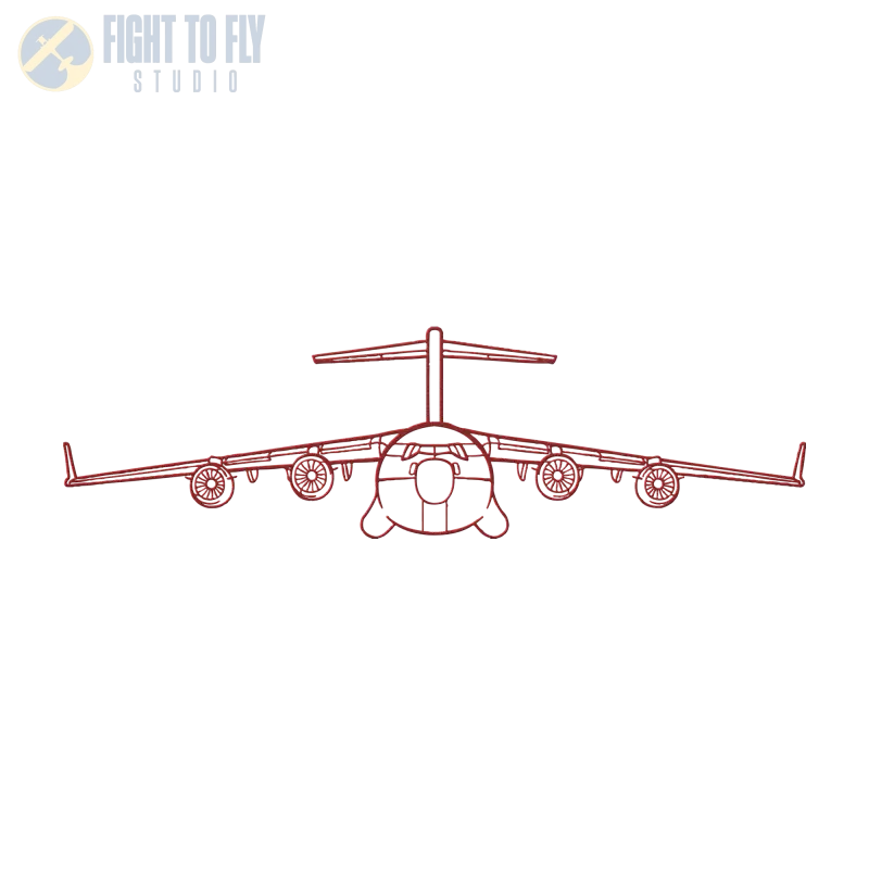 C-17 Front View - Metal Sign - Pilot gifts - WWII warbird t-shirt