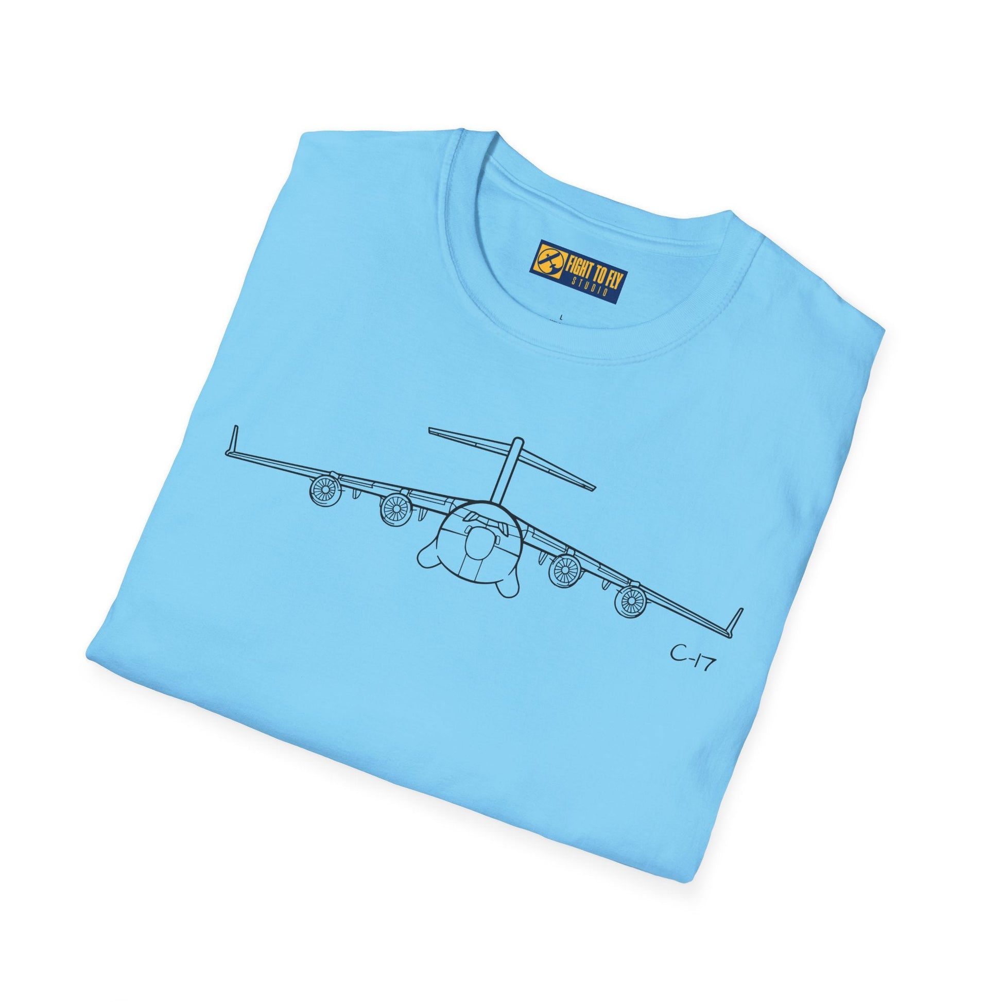 C-17 Front View T-Shirt – Globemaster III Heavy Lift Aircraft Tee - Pilot gifts - WWII warbird t-shirt