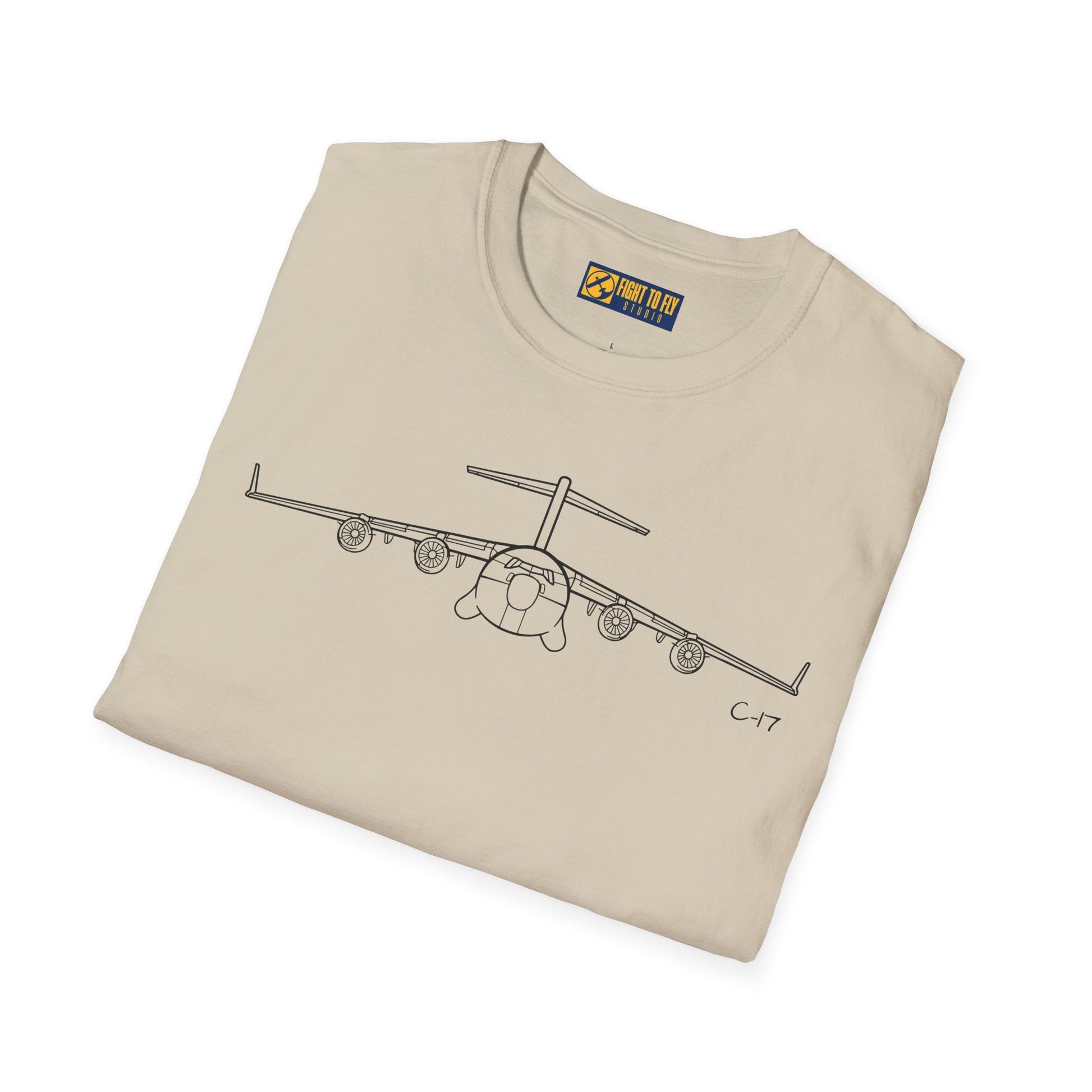 C-17 Front View T-Shirt – Globemaster III Heavy Lift Aircraft Tee - Pilot gifts - WWII warbird t-shirt