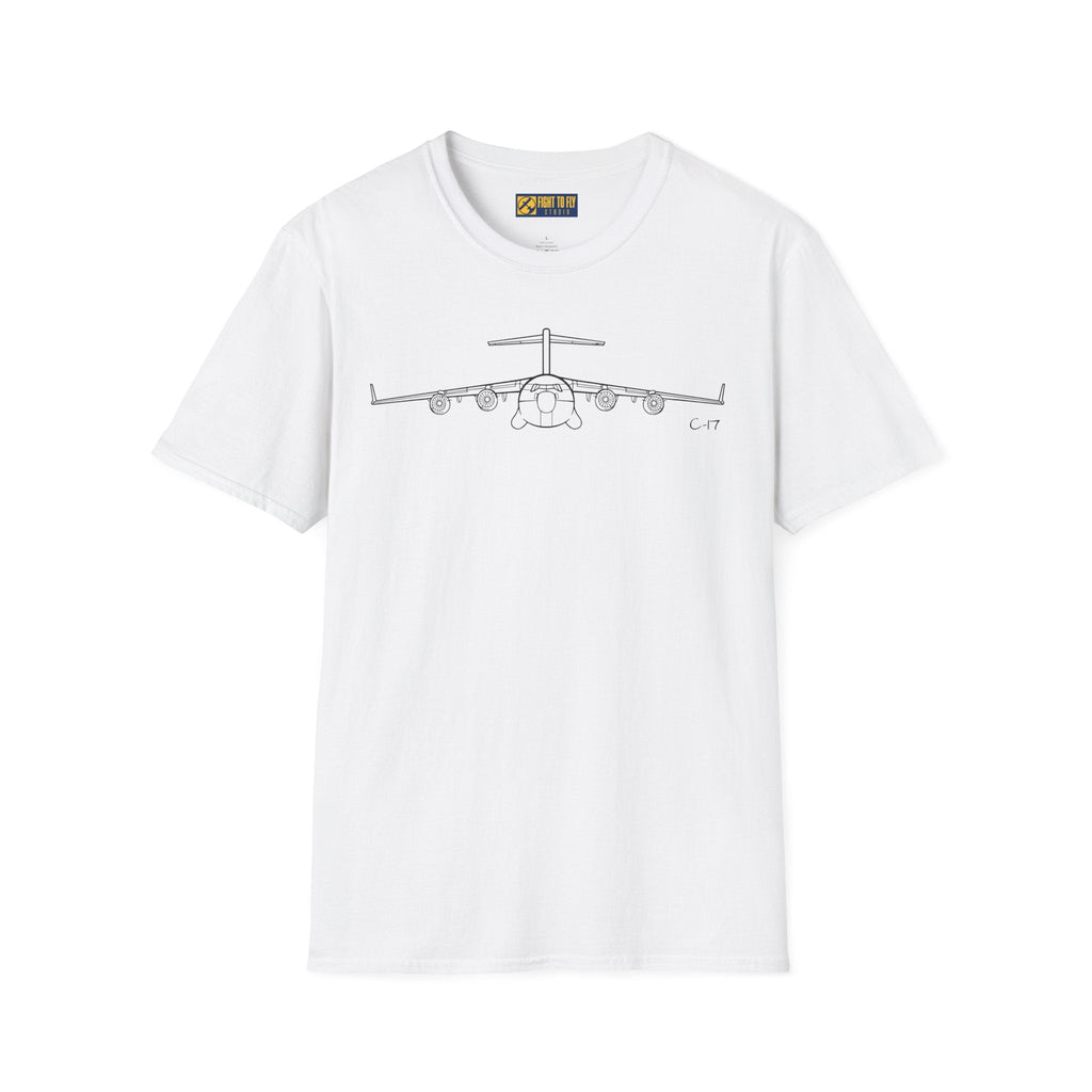 C-17 Front View T-Shirt – Globemaster III Heavy Lift Aircraft Tee - Pilot gifts - WWII warbird t-shirt