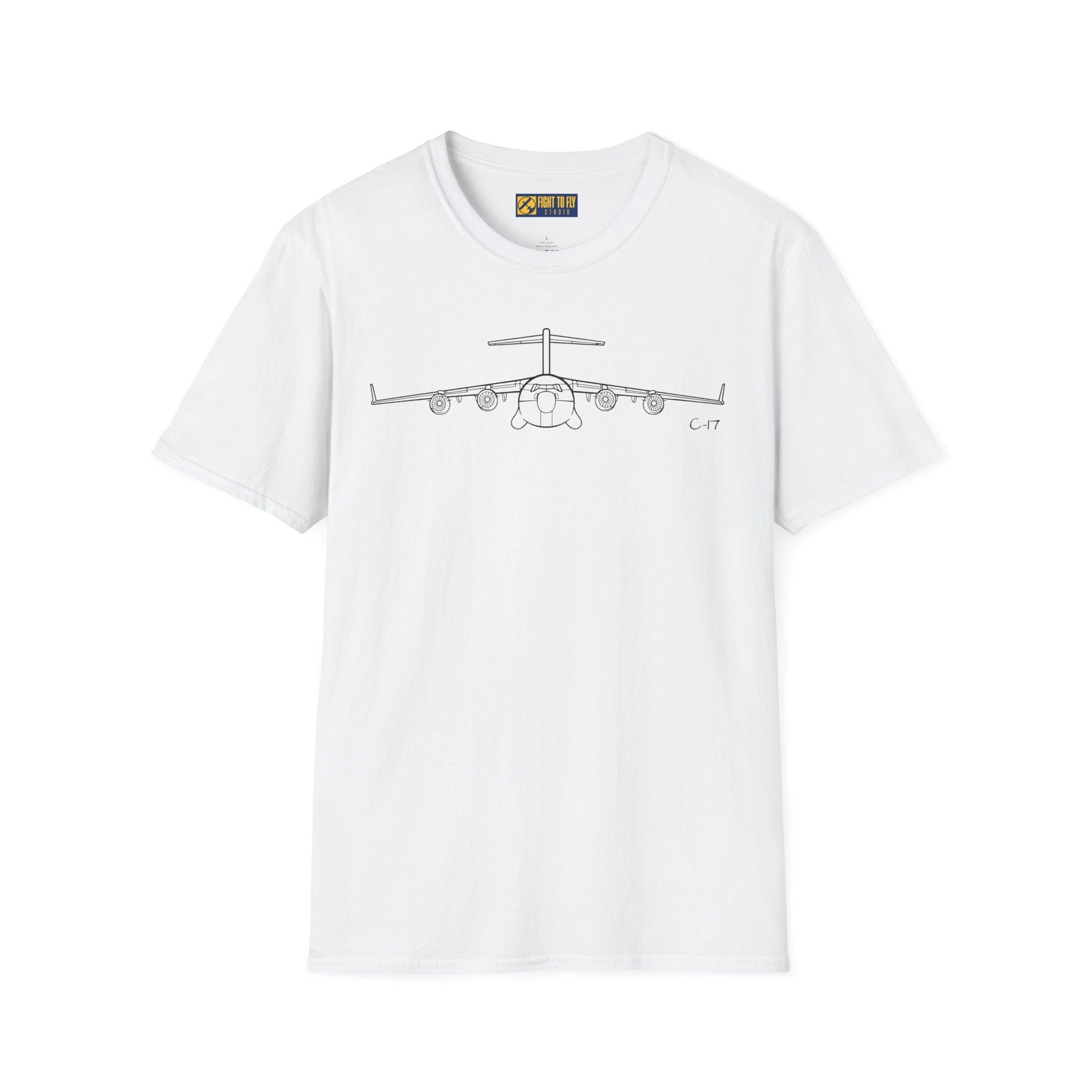 C-17 Front View T-Shirt – Globemaster III Heavy Lift Aircraft Tee - Pilot gifts - WWII warbird t-shirt