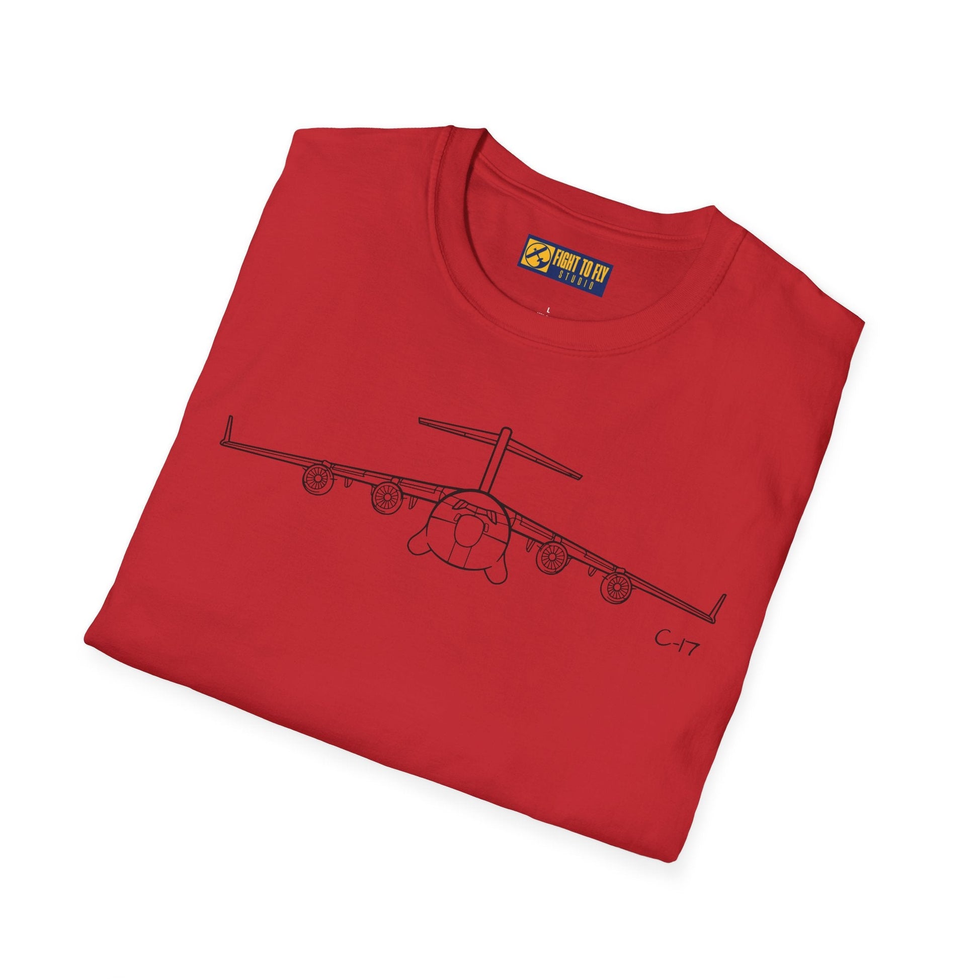 C-17 Front View T-Shirt – Globemaster III Heavy Lift Aircraft Tee - Pilot gifts - WWII warbird t-shirt
