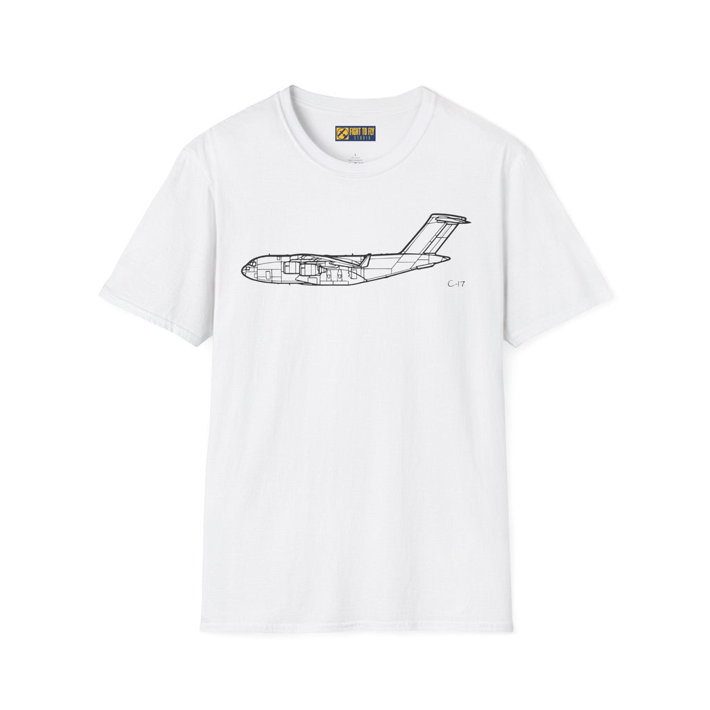 C-17 Side View T-Shirt – Globemaster III Tactical Airlifter Aviation Tee - Pilot gifts - WWII warbird t-shirt