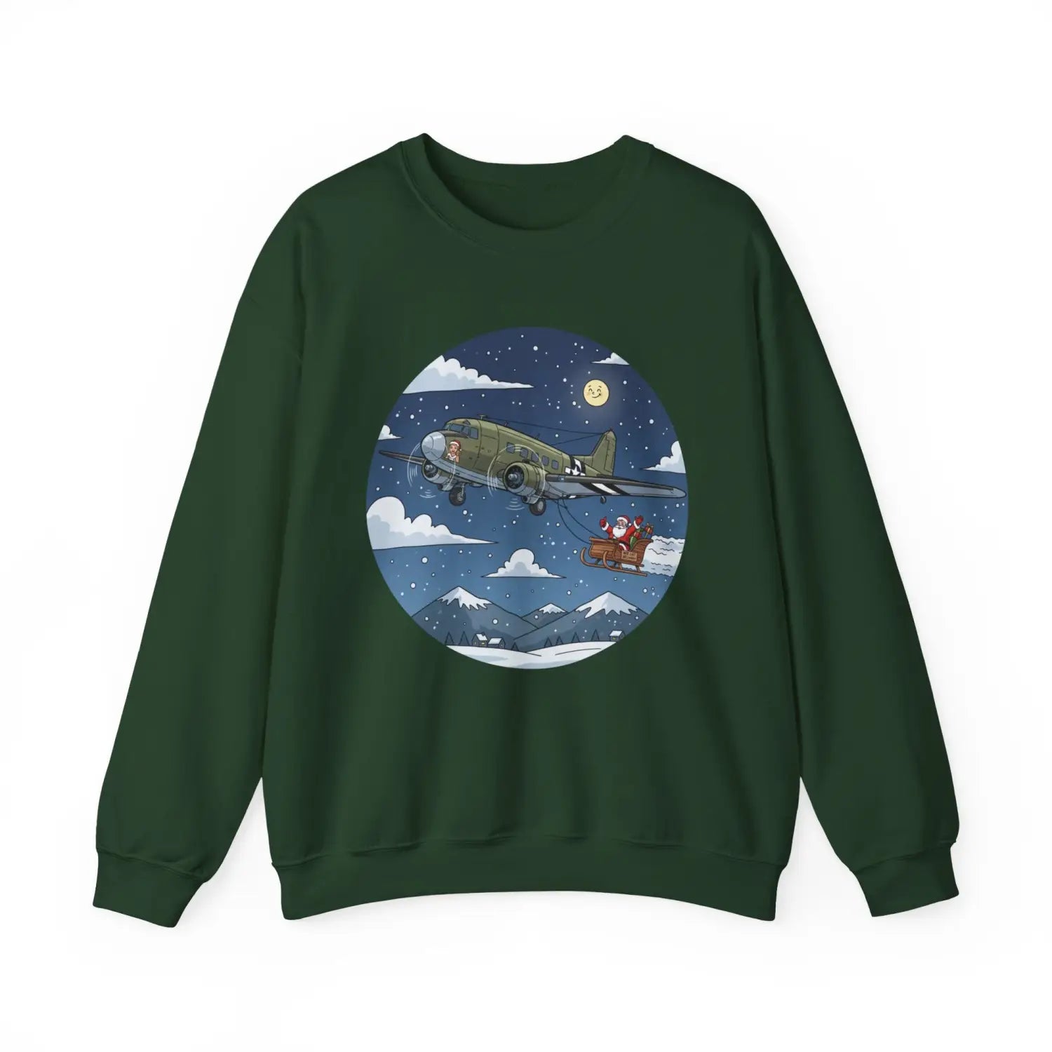 C-47 Pulling Santa’s Sleigh – Holiday Sweater - Sweatshirt - Pilot gifts - WWII warbird t-shirt