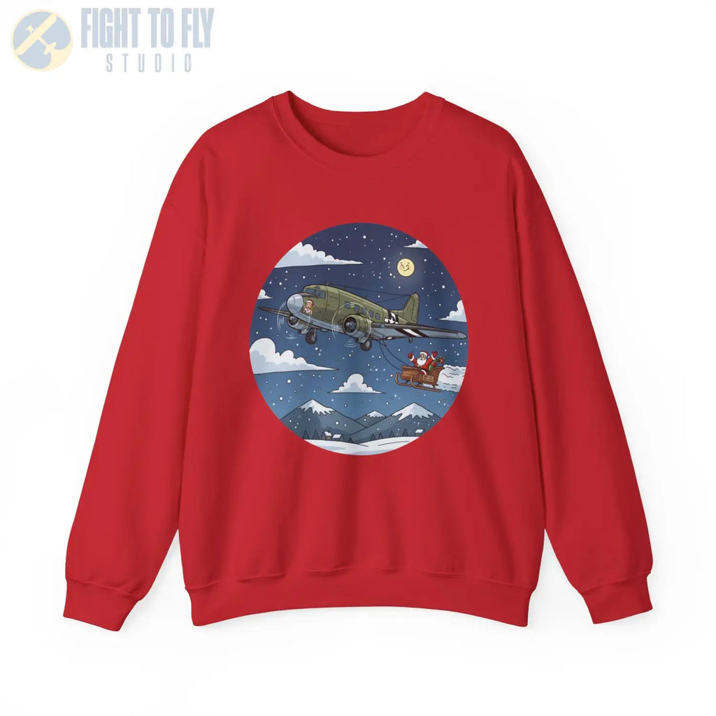 C-47 Pulling Santa’s Sleigh – Holiday Sweater - Sweatshirt - Pilot gifts - WWII warbird t-shirt