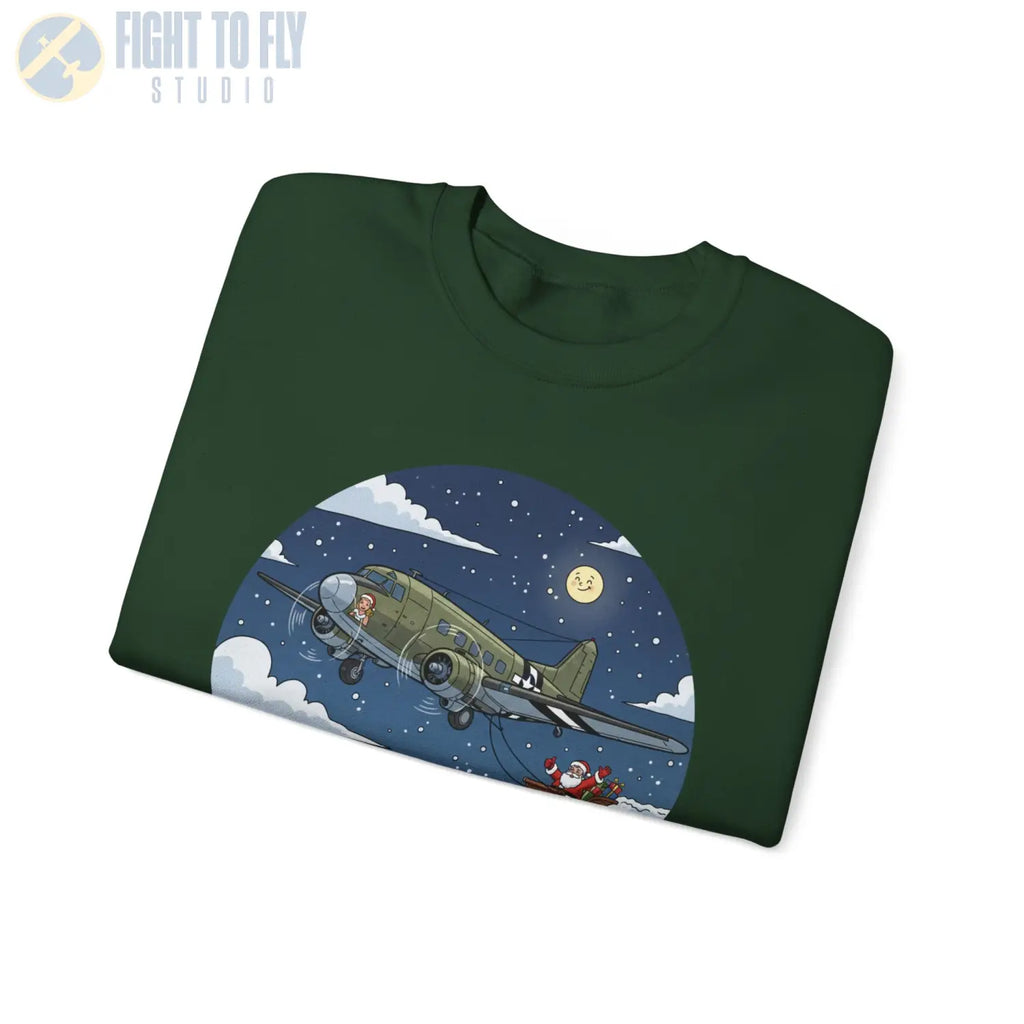 C-47 Pulling Santa’s Sleigh – Holiday Sweater - Sweatshirt - Pilot gifts - WWII warbird t-shirt