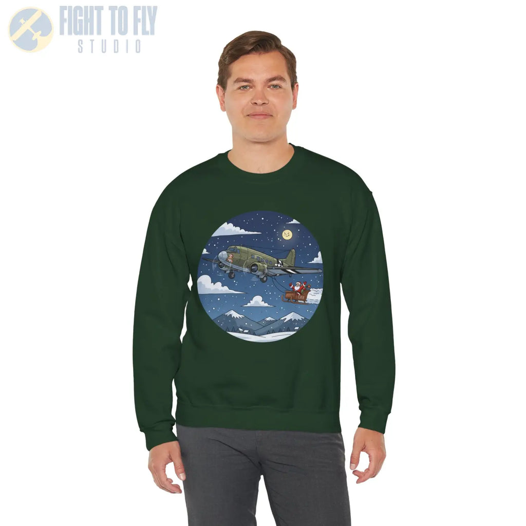 C-47 Pulling Santa’s Sleigh – Holiday Sweater - Sweatshirt - Pilot gifts - WWII warbird t-shirt