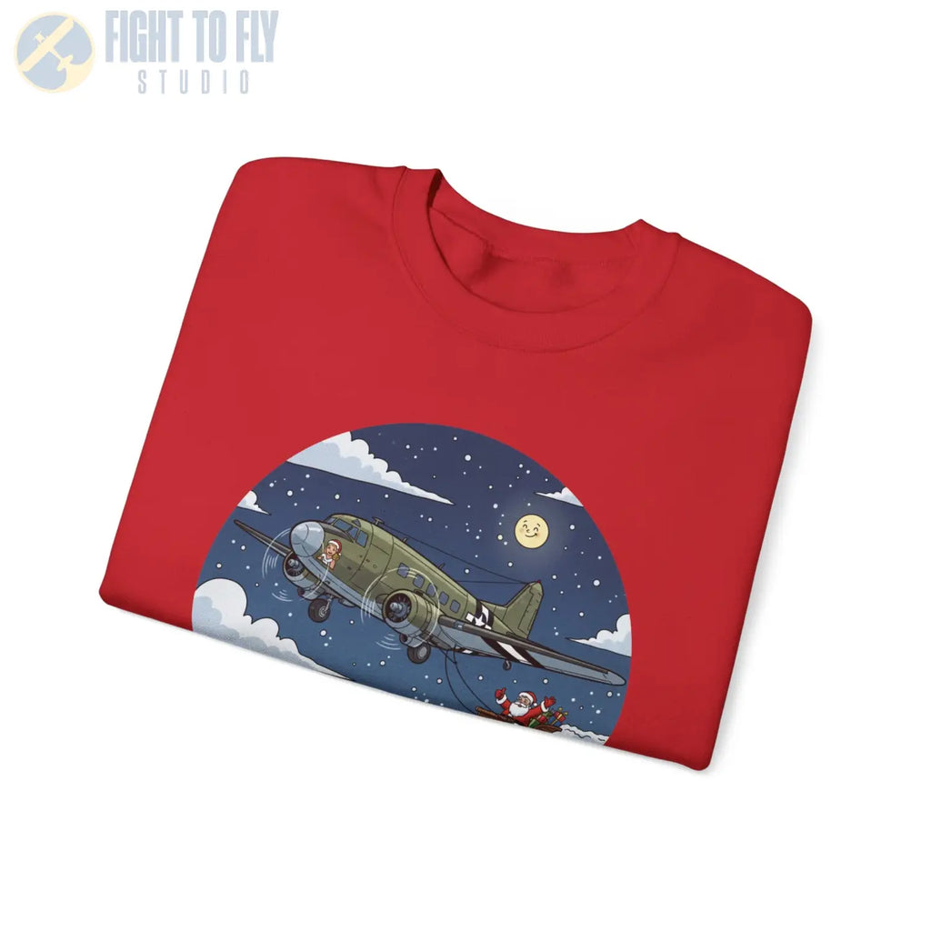 C-47 Pulling Santa’s Sleigh – Holiday Sweater - Sweatshirt - Pilot gifts - WWII warbird t-shirt