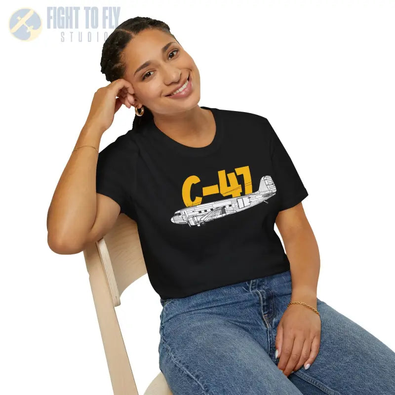 C 47 Side Profile T Shirt – WWII Troop Transport Tee Pilot gifts warbird t shirt