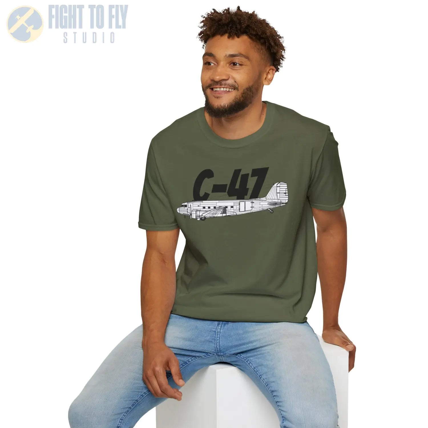 C-47 Dakota Side Profile T-Shirt - Pilot gifts - WWII warbird t-shirt