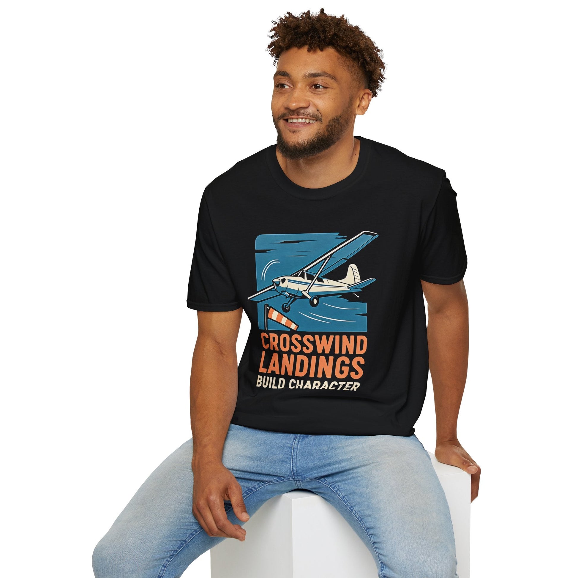 Cessna 170 Premium T-Shirt – “Crosswind Landings Build Character” Taildragger Tee - Pilot gifts - WWII warbird t-shirt