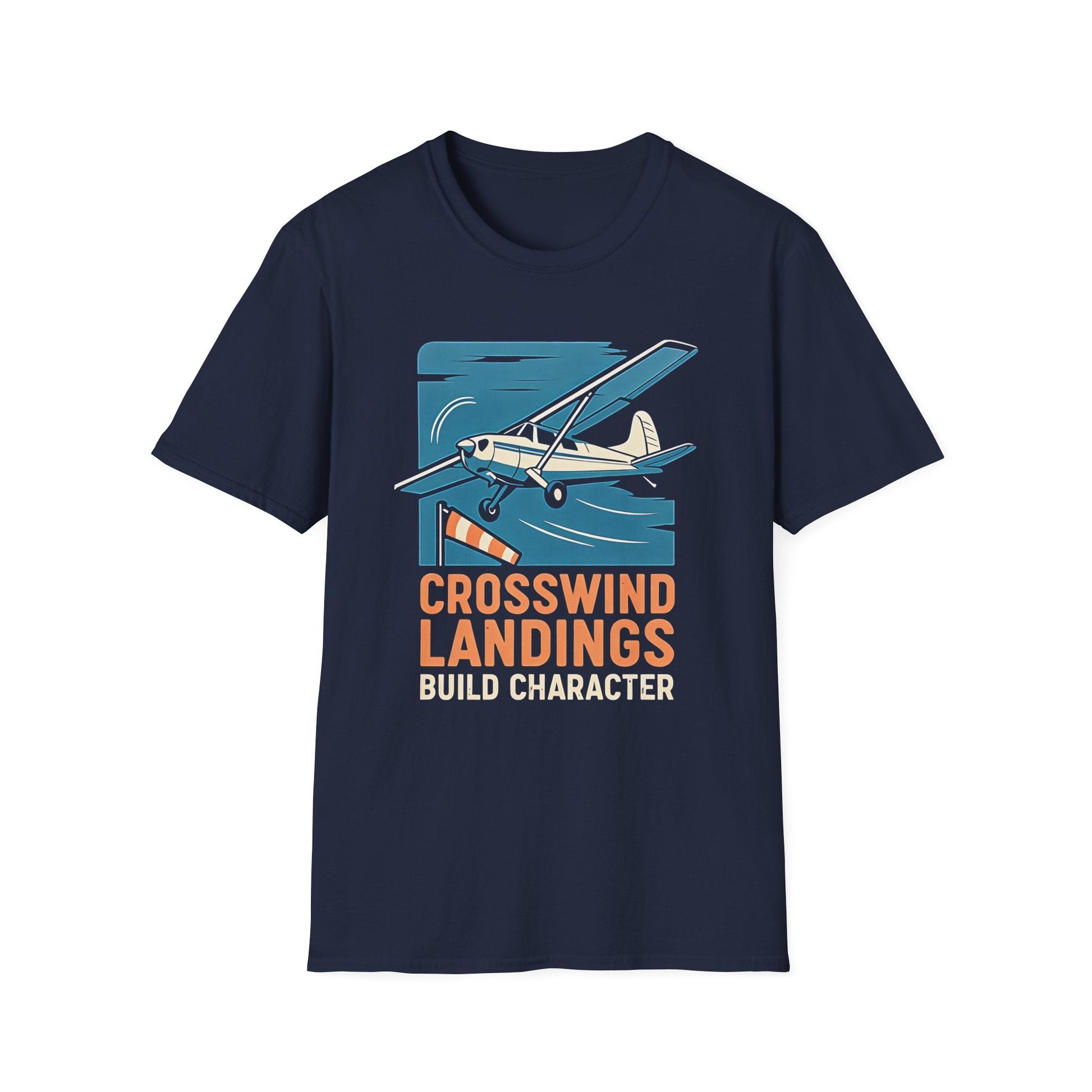 Cessna 170 Premium T-Shirt – “Crosswind Landings Build Character” Taildragger Tee - Pilot gifts - WWII warbird t-shirt