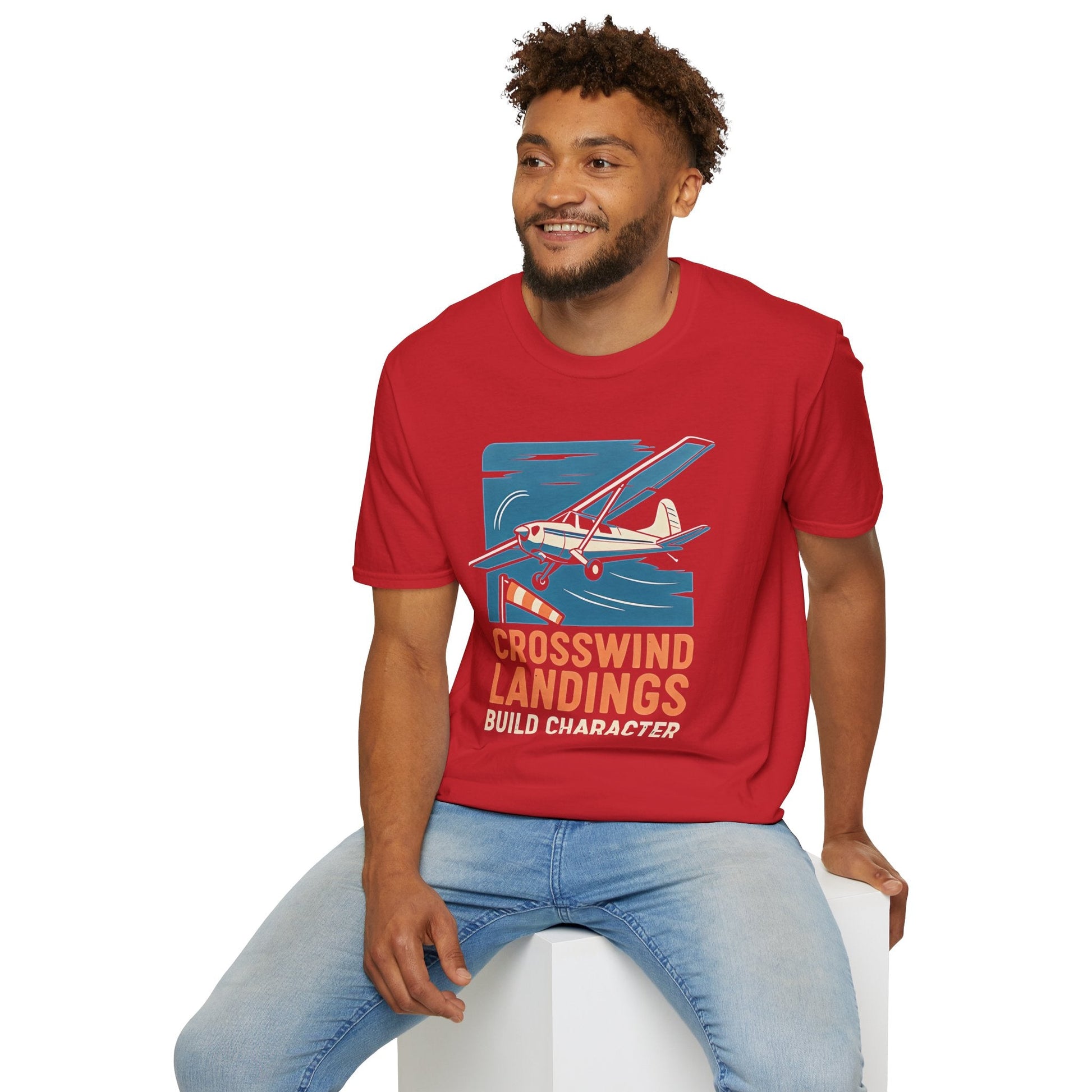Cessna 170 Premium T-Shirt – “Crosswind Landings Build Character” Taildragger Tee - Pilot gifts - WWII warbird t-shirt