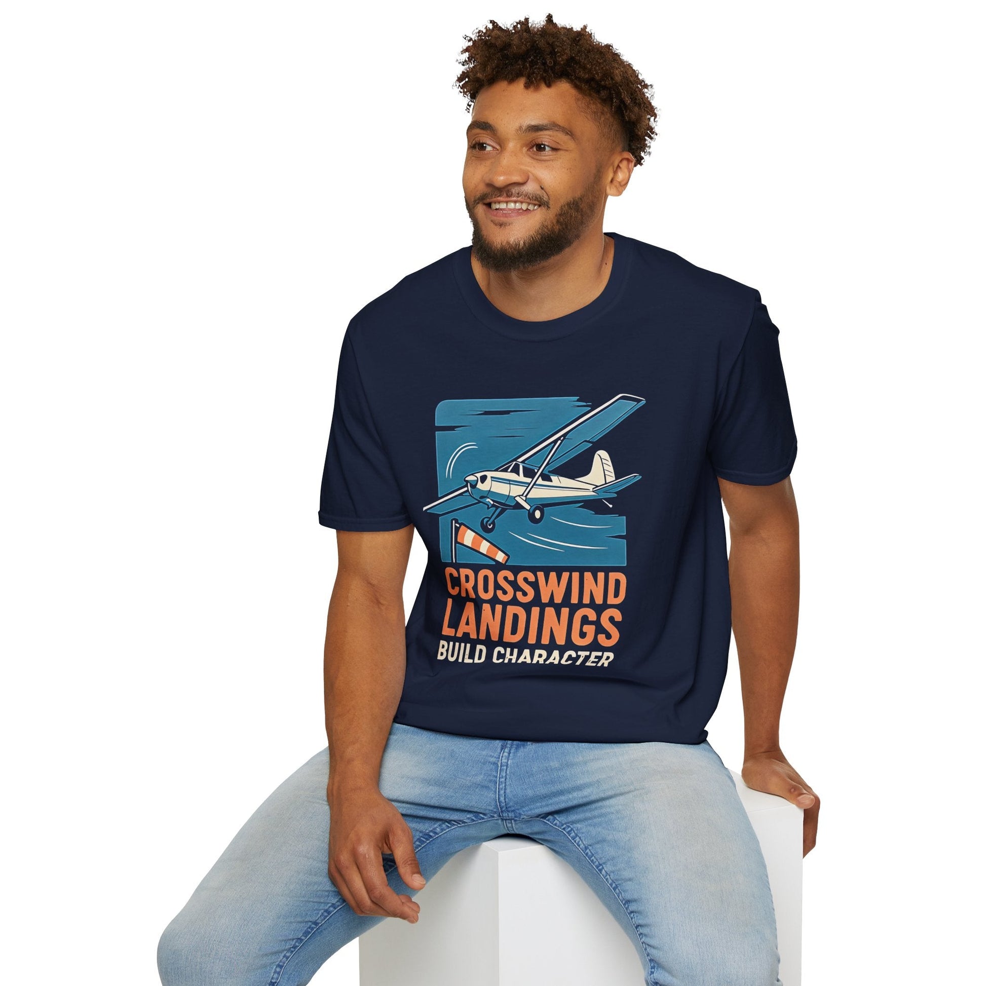Cessna 170 Premium T-Shirt – “Crosswind Landings Build Character” Taildragger Tee - Pilot gifts - WWII warbird t-shirt