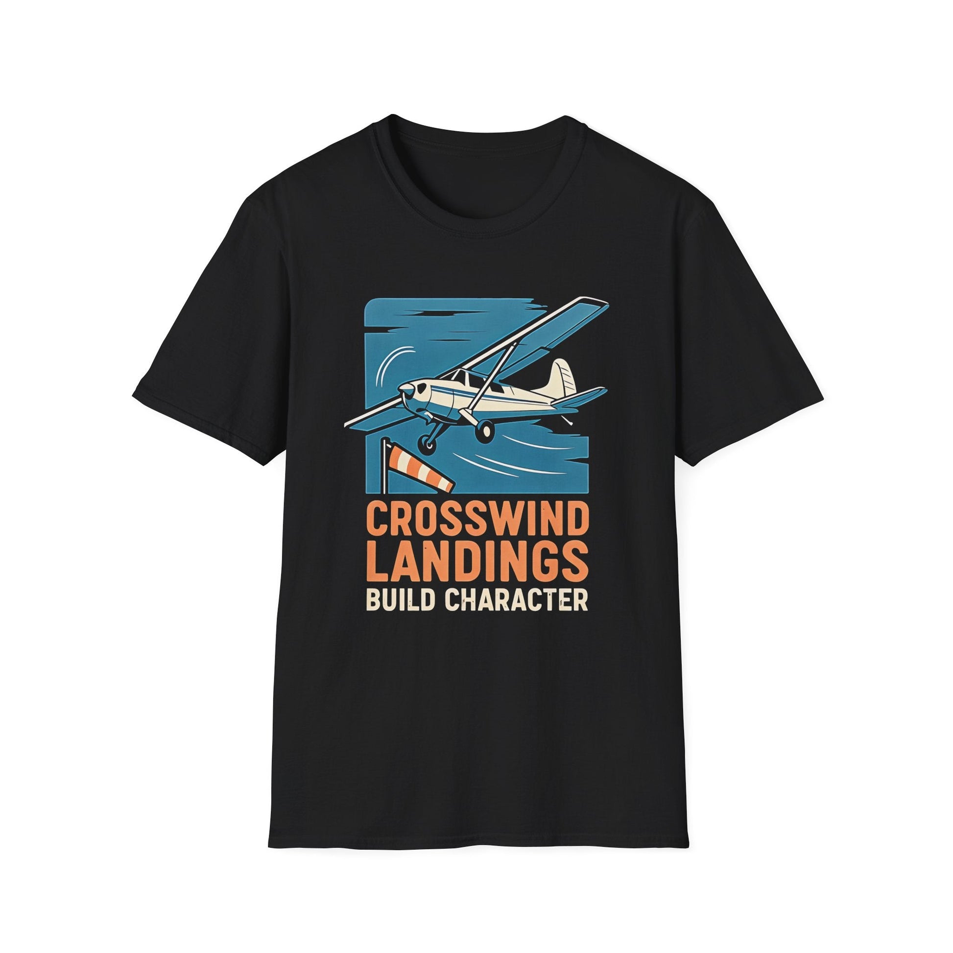 Cessna 170 Premium T-Shirt – “Crosswind Landings Build Character” Taildragger Tee - Pilot gifts - WWII warbird t-shirt