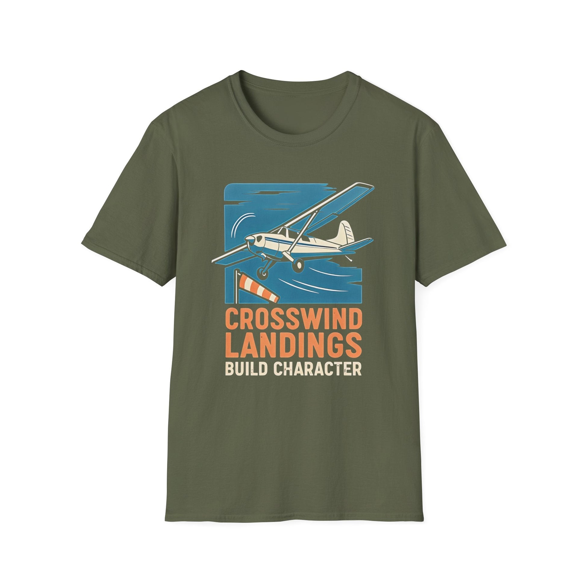 Cessna 170 Premium T-Shirt – “Crosswind Landings Build Character” Taildragger Tee - Pilot gifts - WWII warbird t-shirt