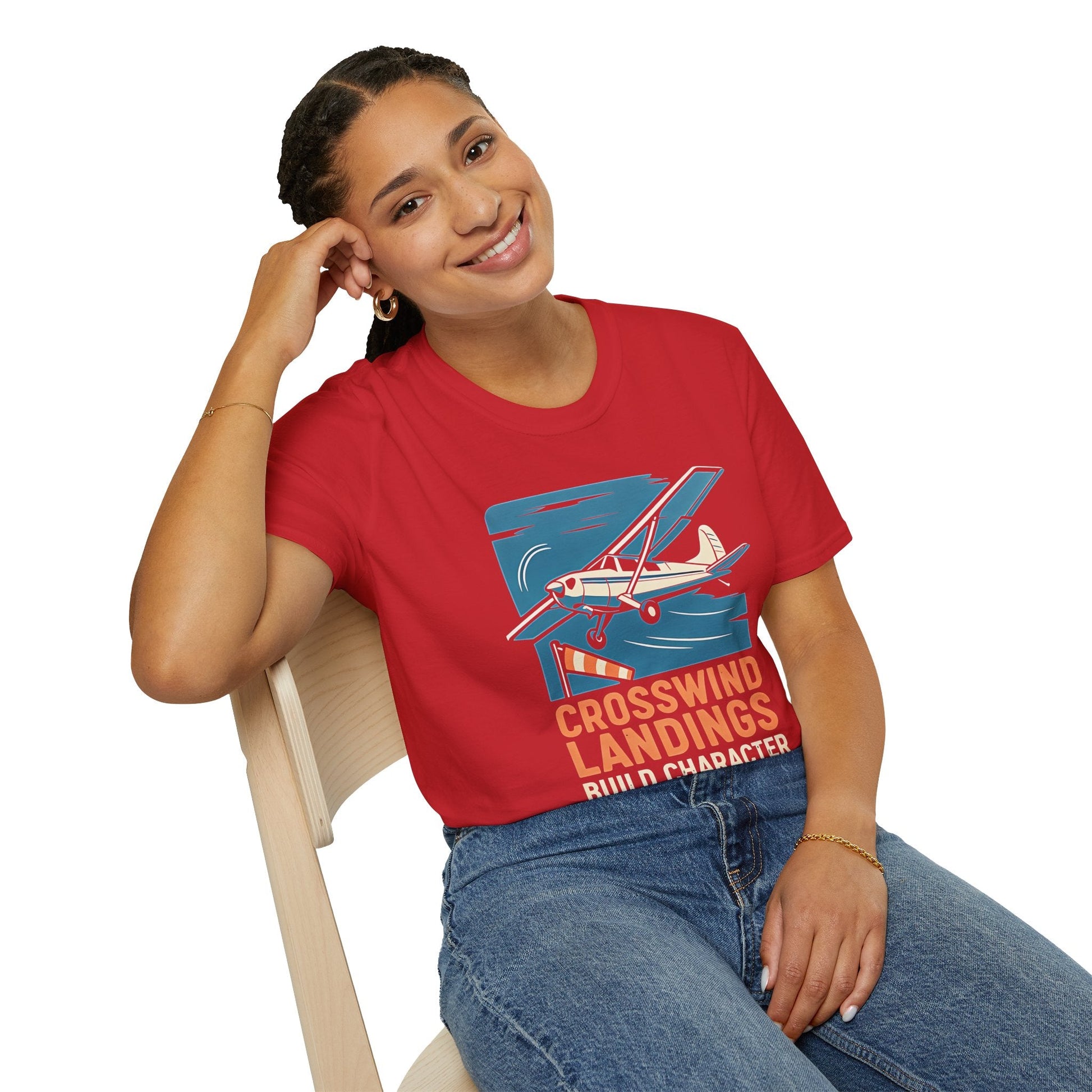 Cessna 170 Premium T-Shirt – “Crosswind Landings Build Character” Taildragger Tee - Pilot gifts - WWII warbird t-shirt