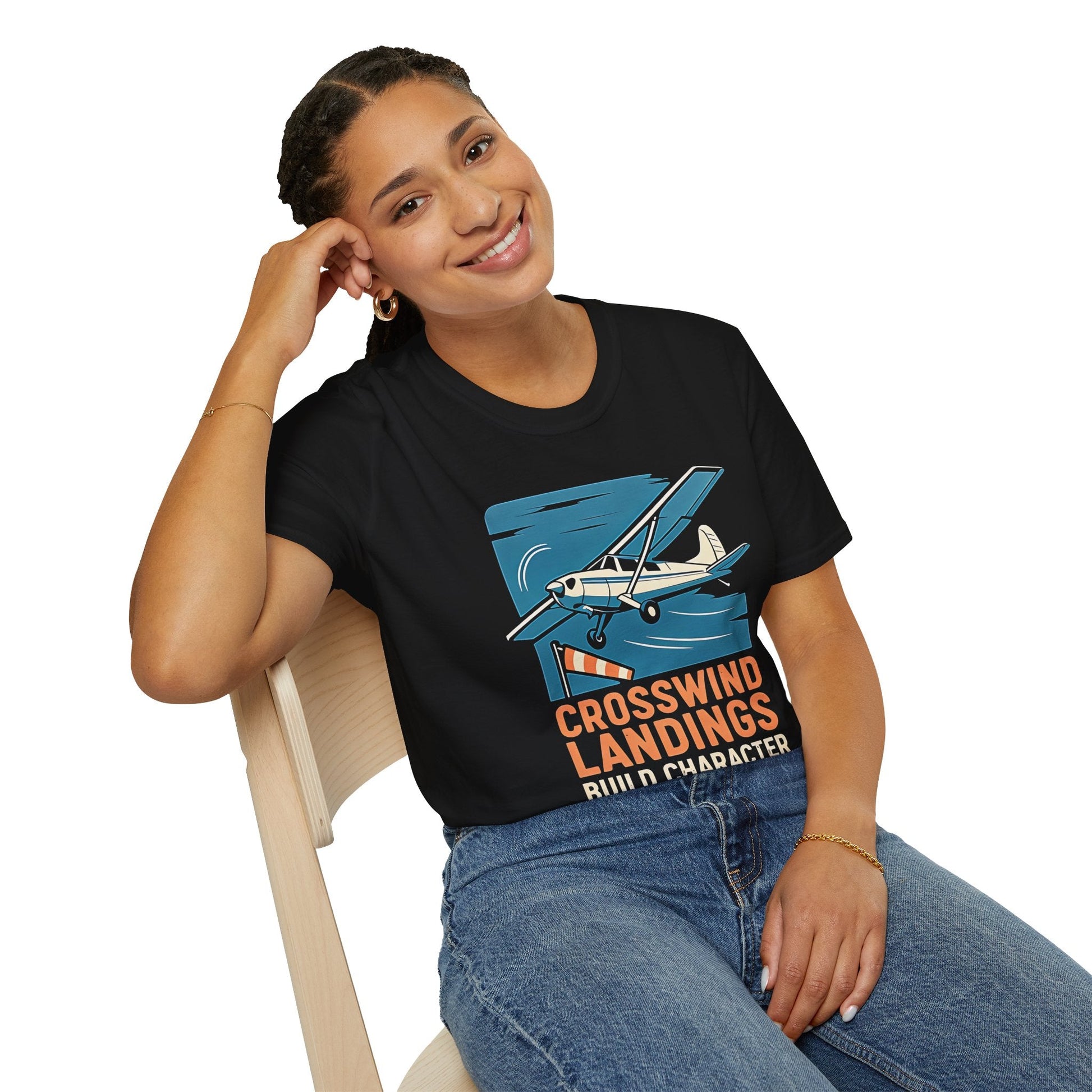 Cessna 170 Premium T-Shirt – “Crosswind Landings Build Character” Taildragger Tee - Pilot gifts - WWII warbird t-shirt