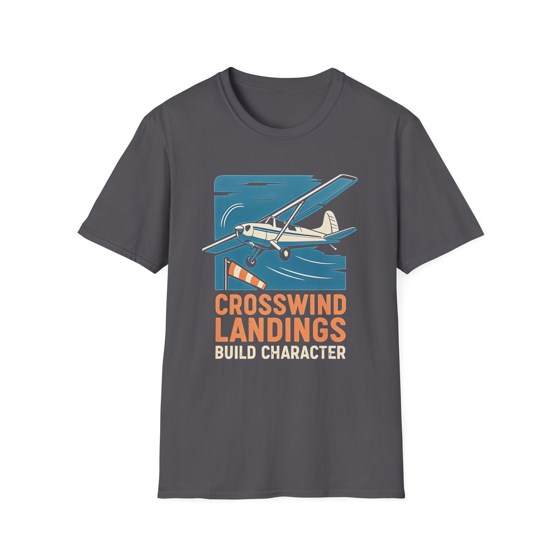 Cessna 170 Premium T-Shirt – “Crosswind Landings Build Character” Taildragger Tee - Pilot gifts - WWII warbird t-shirt