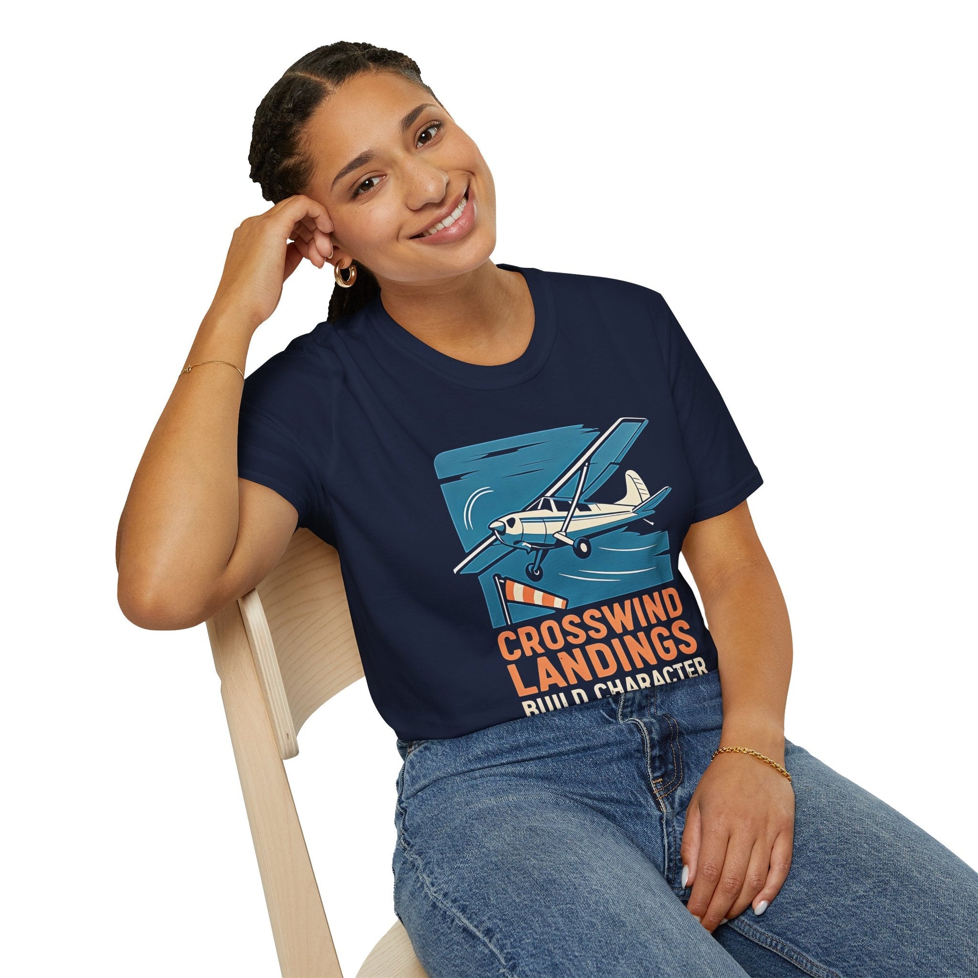 Cessna 170 Premium T-Shirt – “Crosswind Landings Build Character” Taildragger Tee - Pilot gifts - WWII warbird t-shirt