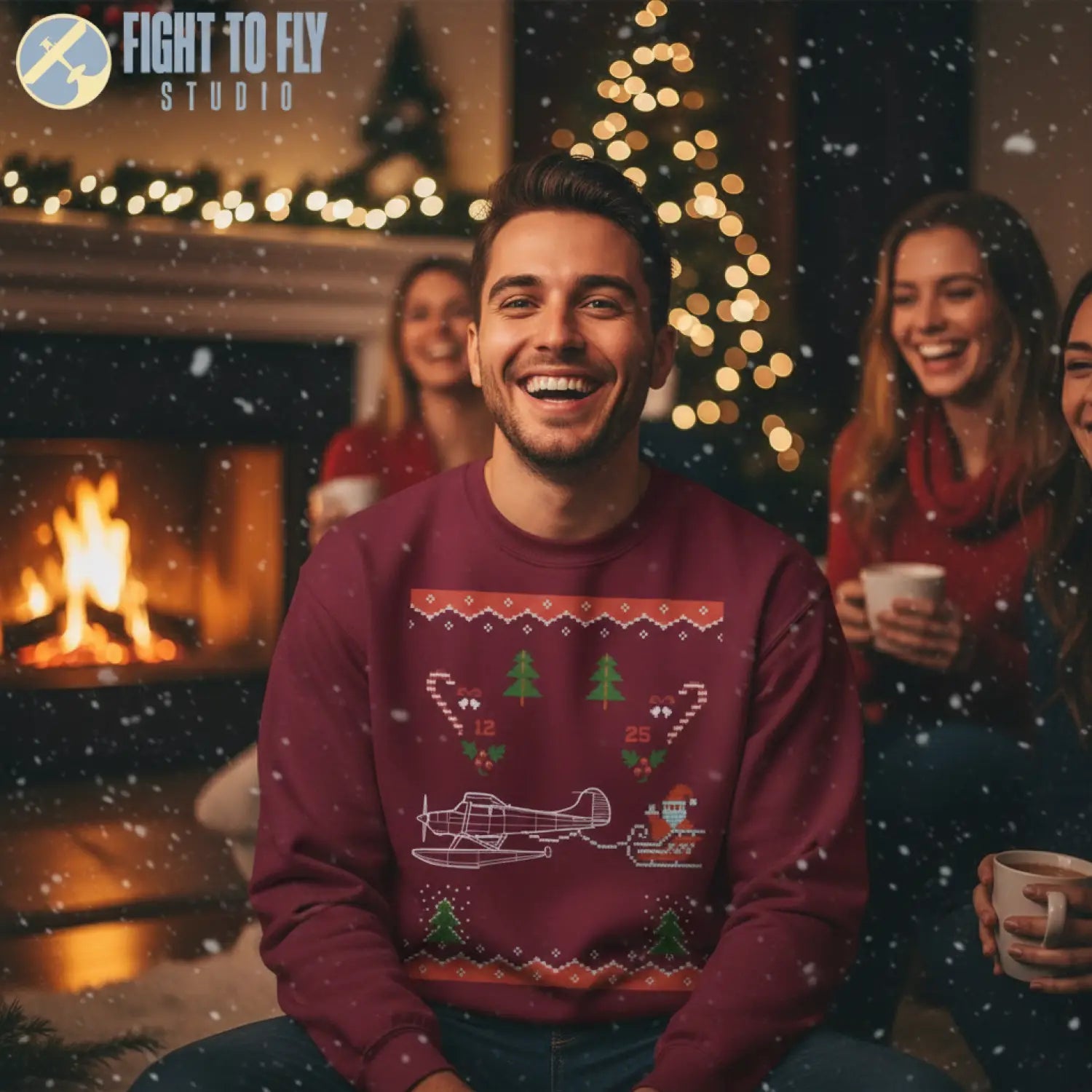 Cessna 170B on Floats “North Pole Bush Floatplane” Sweatshirt - Pilot gifts - WWII warbird t-shirt