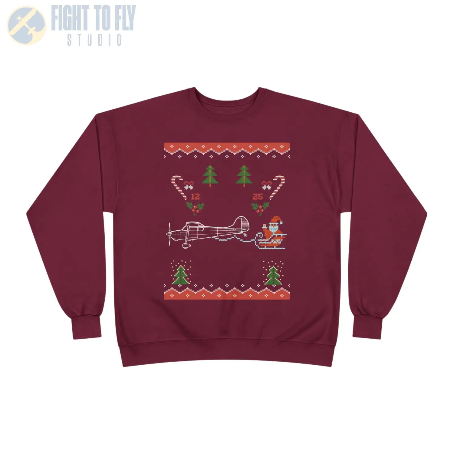 Cessna 170B “Santa’s Bush Plane” Holiday Sweatshirt - Pilot gifts - WWII warbird t-shirt