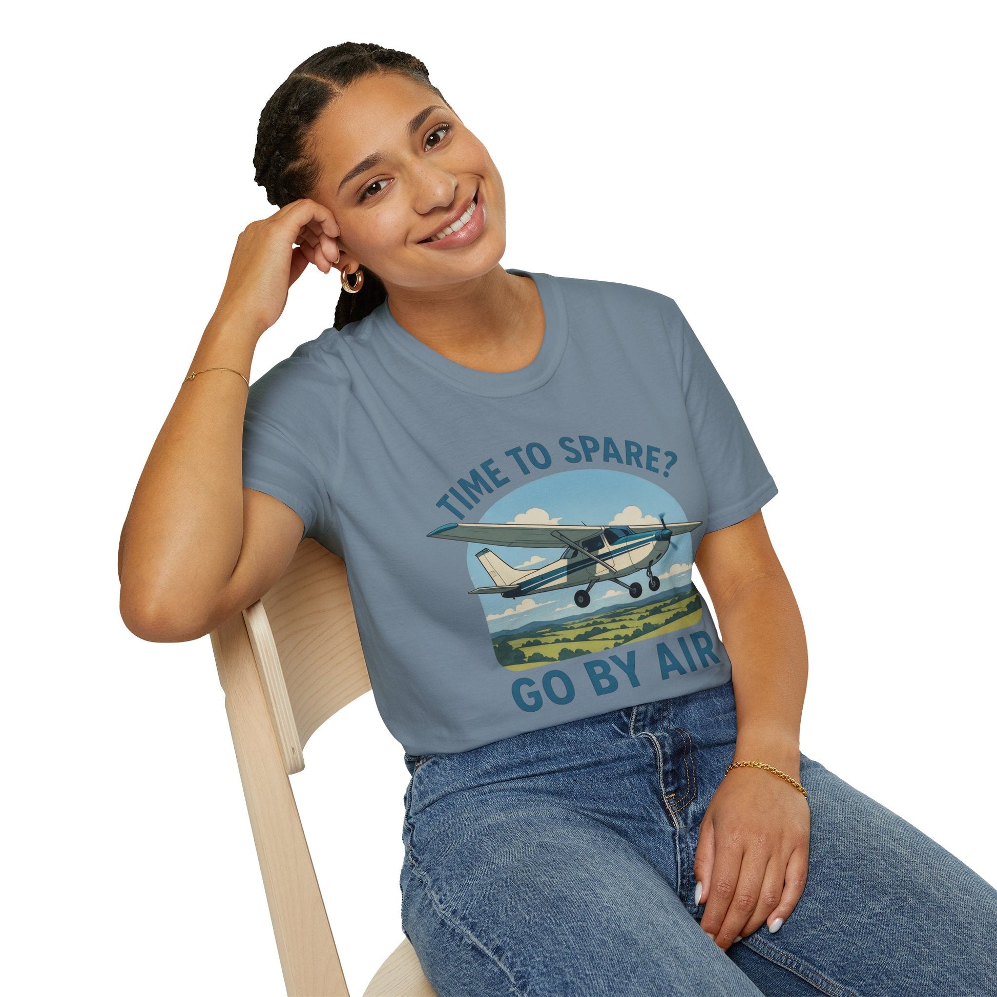 Cessna 172 Premium T-Shirt – “Time to Spare? Go by Air” Skyhawk Aviation Tee - Pilot gifts - WWII warbird t-shirt