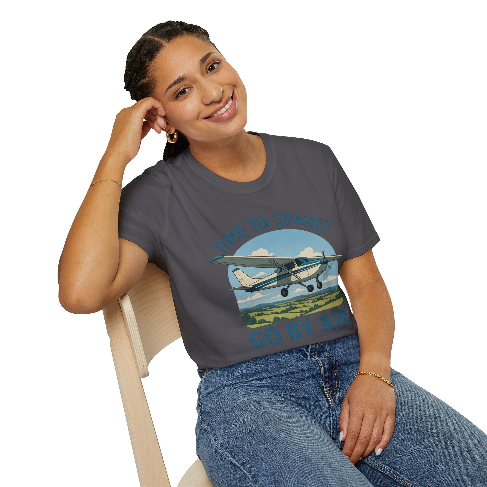 Cessna 172 Premium T-Shirt – “Time to Spare? Go by Air” Skyhawk Aviation Tee - Pilot gifts - WWII warbird t-shirt
