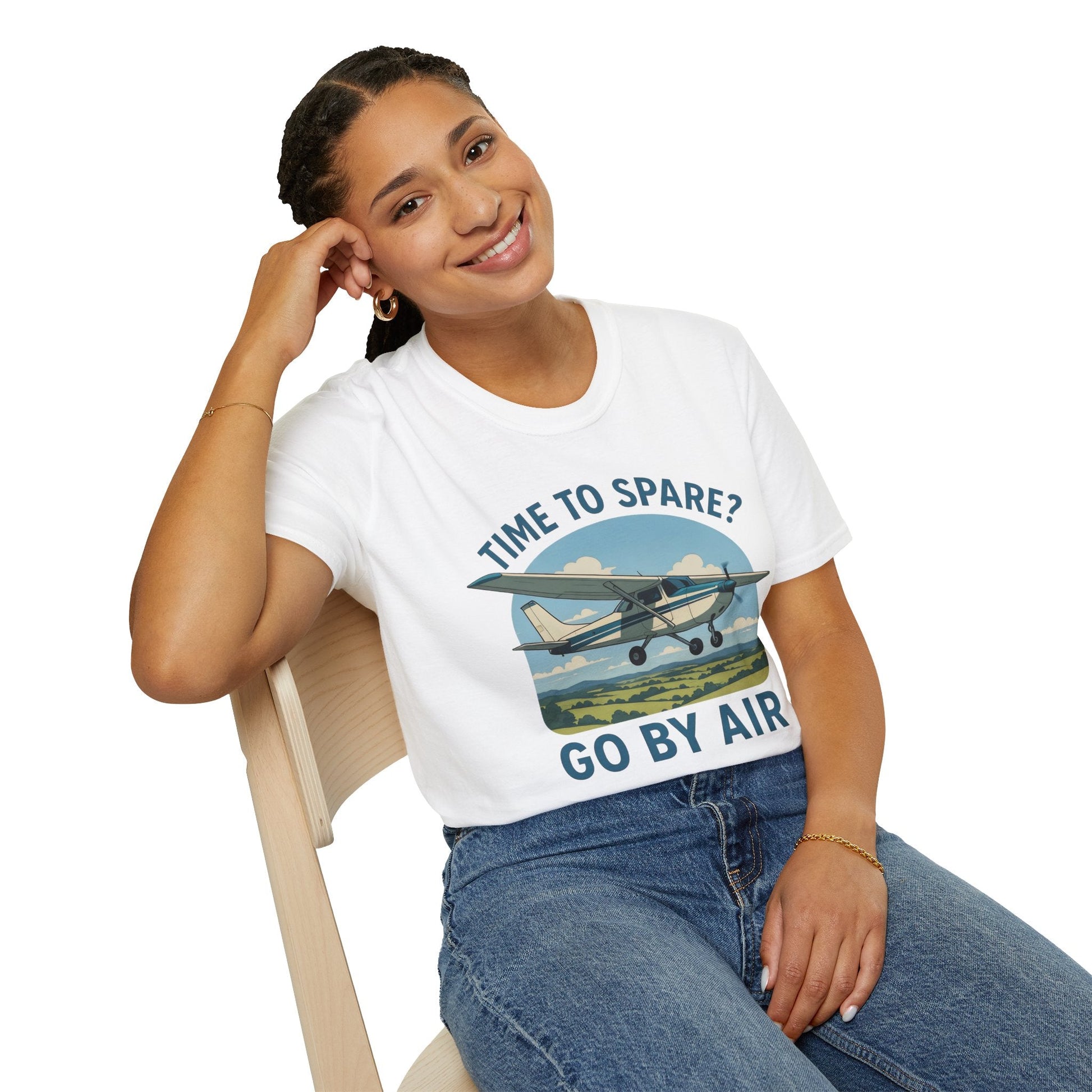 Cessna 172 Premium T-Shirt – “Time to Spare? Go by Air” Skyhawk Aviation Tee - Pilot gifts - WWII warbird t-shirt