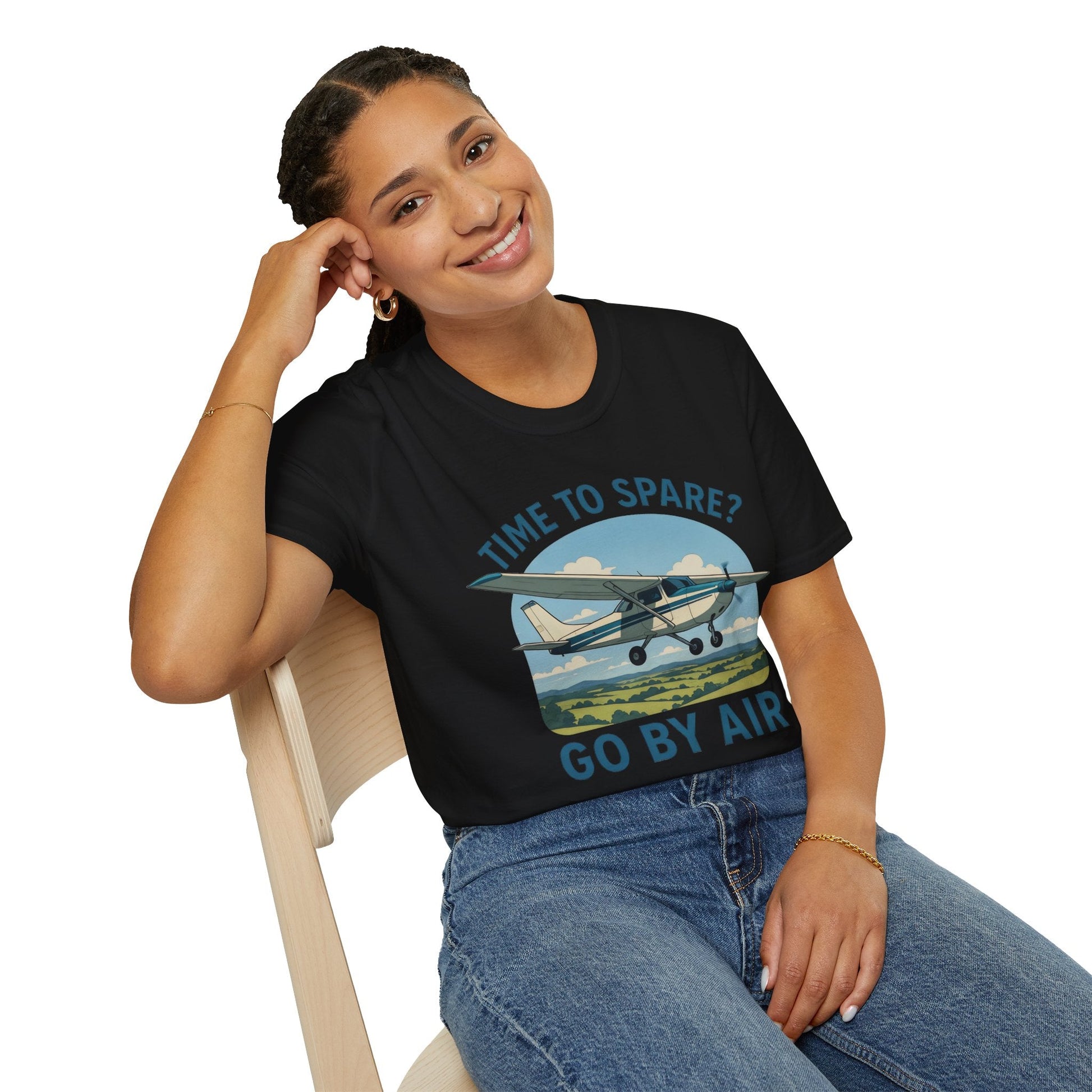 Cessna 172 Premium T-Shirt – “Time to Spare? Go by Air” Skyhawk Aviation Tee - Pilot gifts - WWII warbird t-shirt