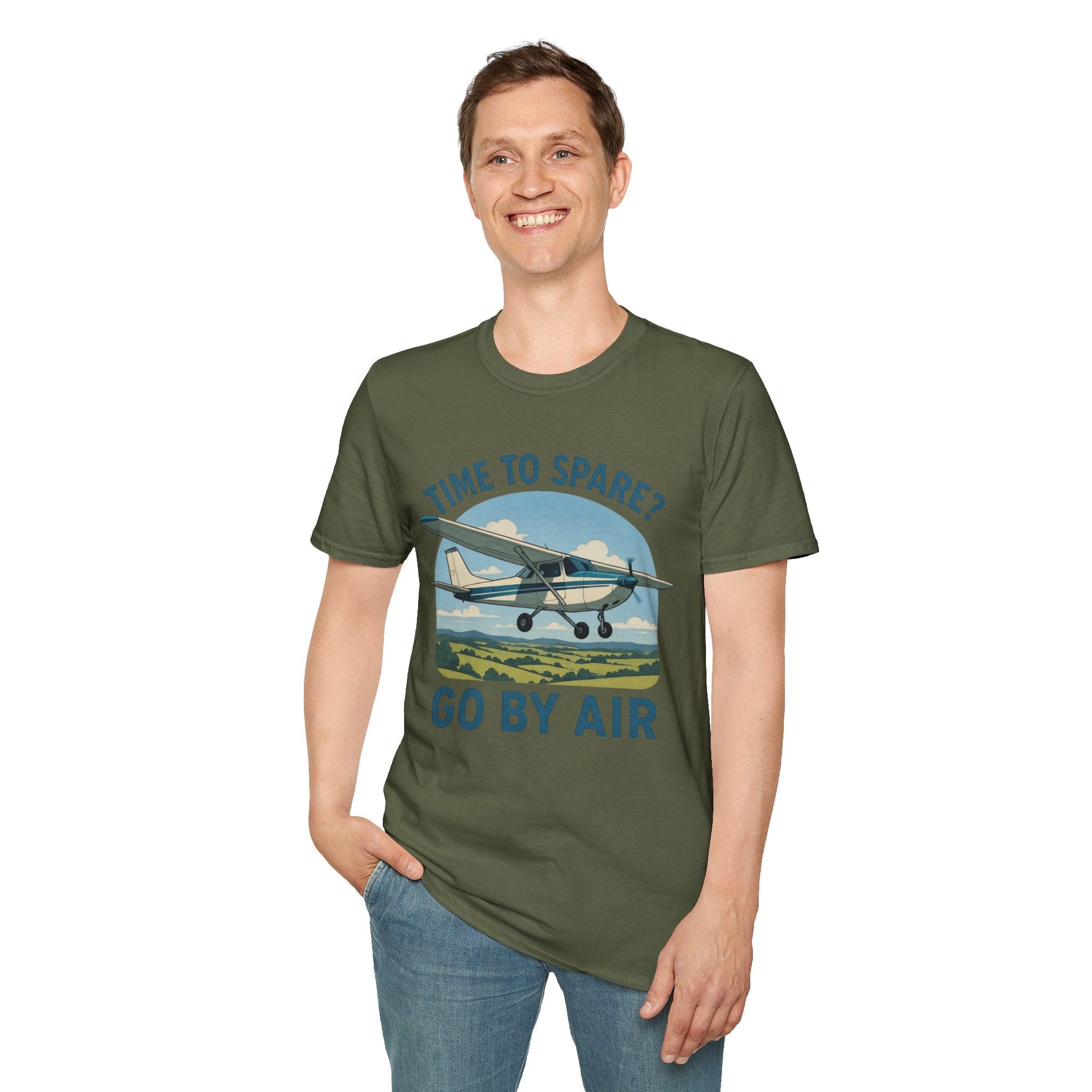 Cessna 172 Premium T-Shirt – “Time to Spare? Go by Air” Skyhawk Aviation Tee - Pilot gifts - WWII warbird t-shirt