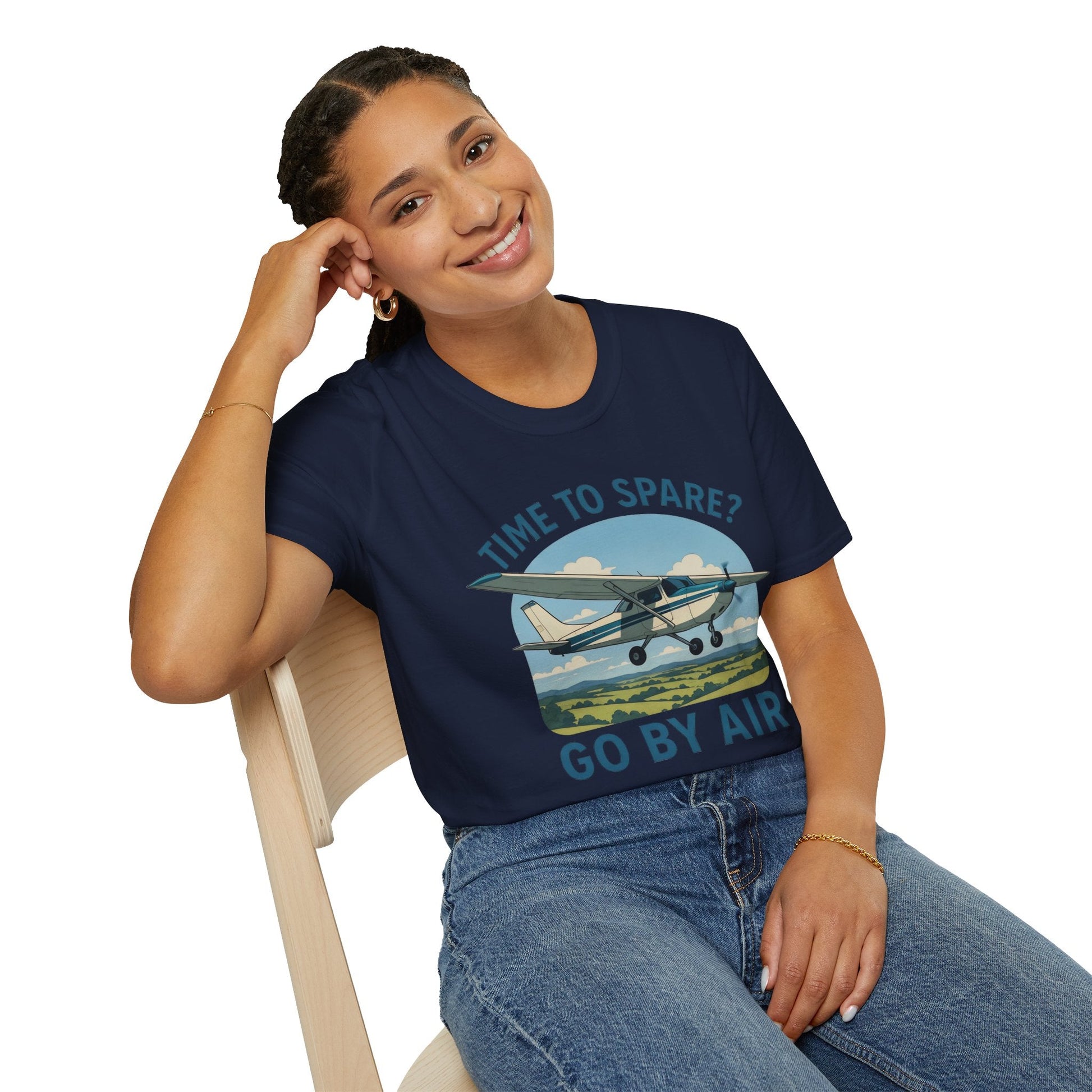 Cessna 172 Premium T-Shirt – “Time to Spare? Go by Air” Skyhawk Aviation Tee - Pilot gifts - WWII warbird t-shirt