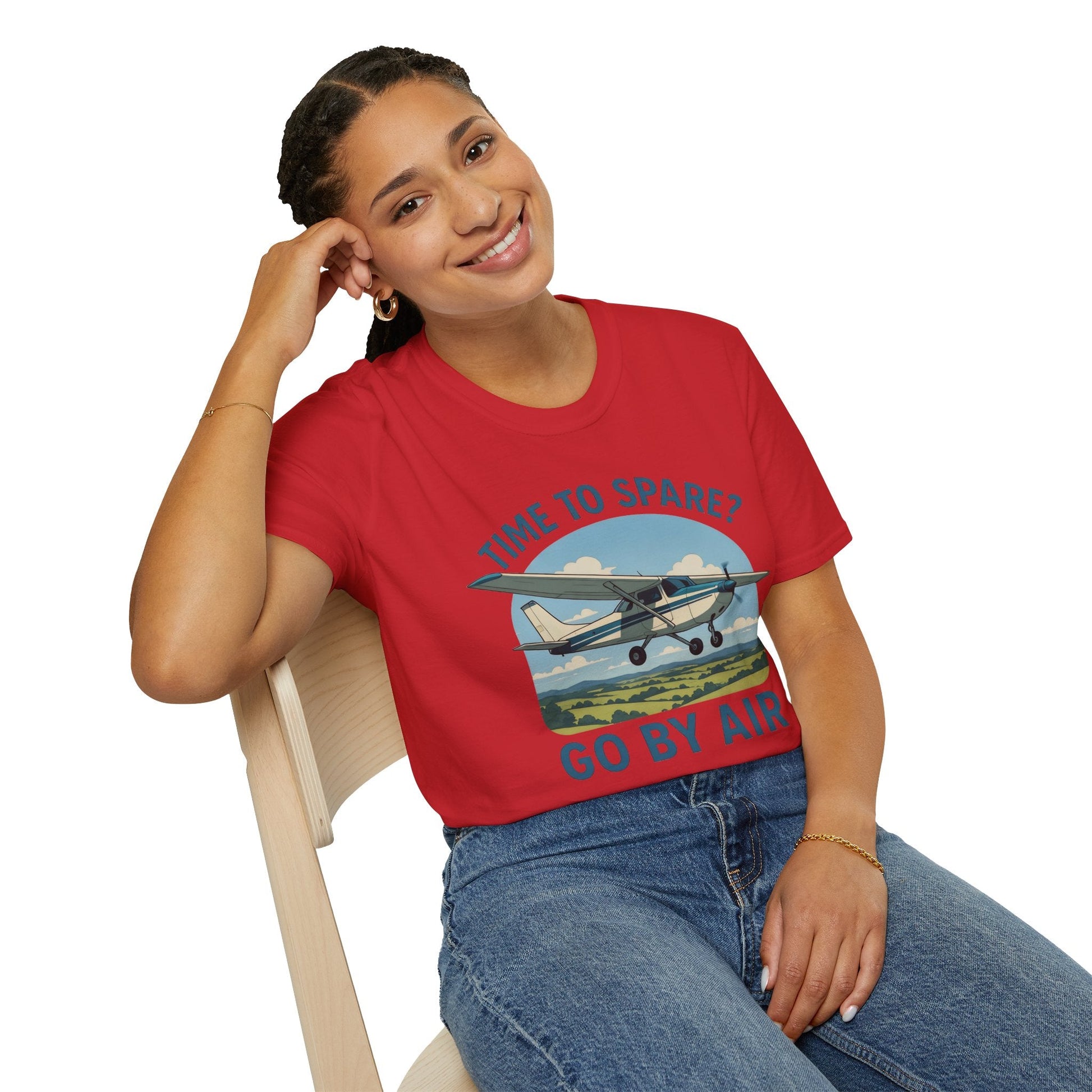 Cessna 172 Premium T-Shirt – “Time to Spare? Go by Air” Skyhawk Aviation Tee - Pilot gifts - WWII warbird t-shirt