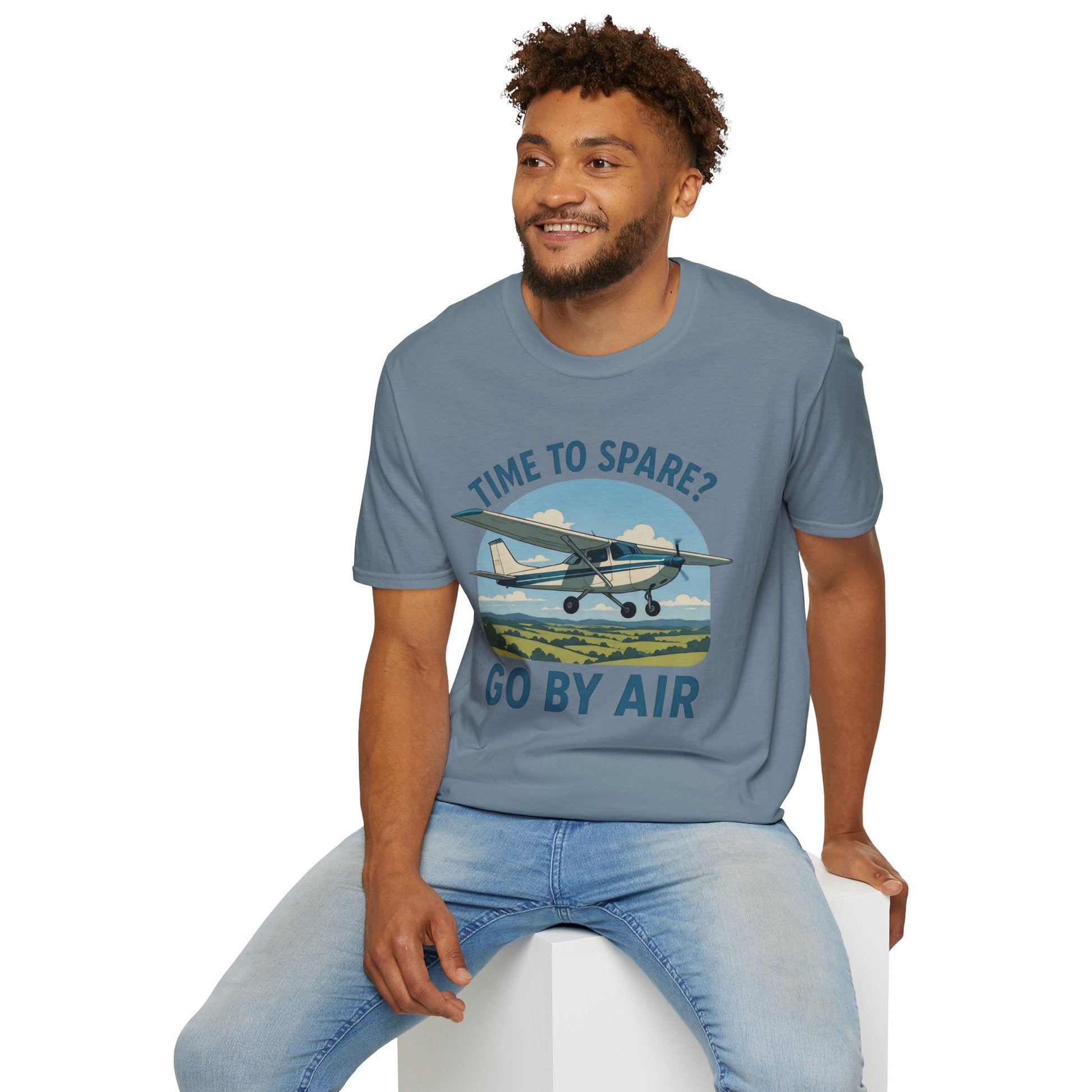 Cessna 172 Premium T-Shirt – “Time to Spare? Go by Air” Skyhawk Aviation Tee - Pilot gifts - WWII warbird t-shirt