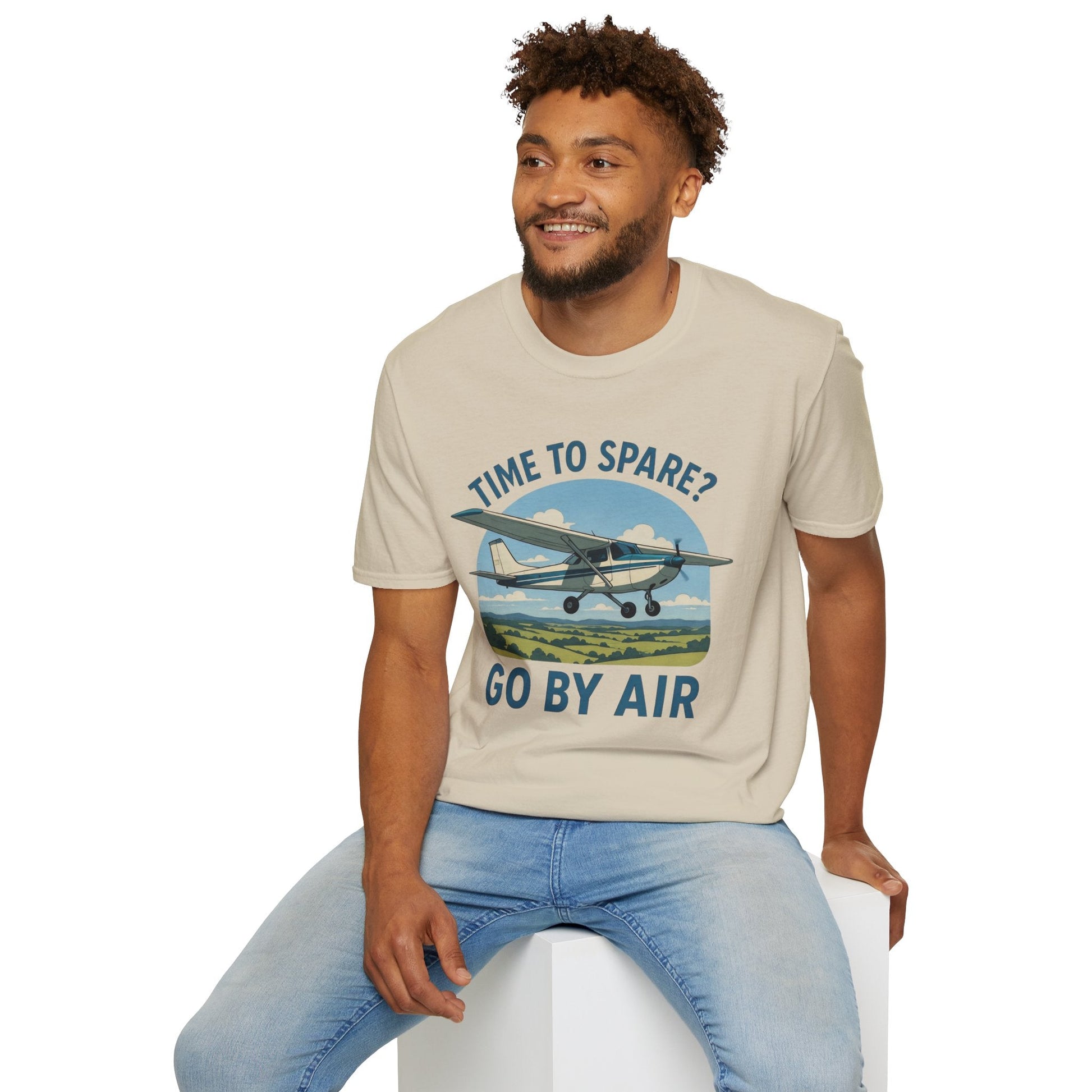 Cessna 172 Premium T-Shirt – “Time to Spare? Go by Air” Skyhawk Aviation Tee - Pilot gifts - WWII warbird t-shirt