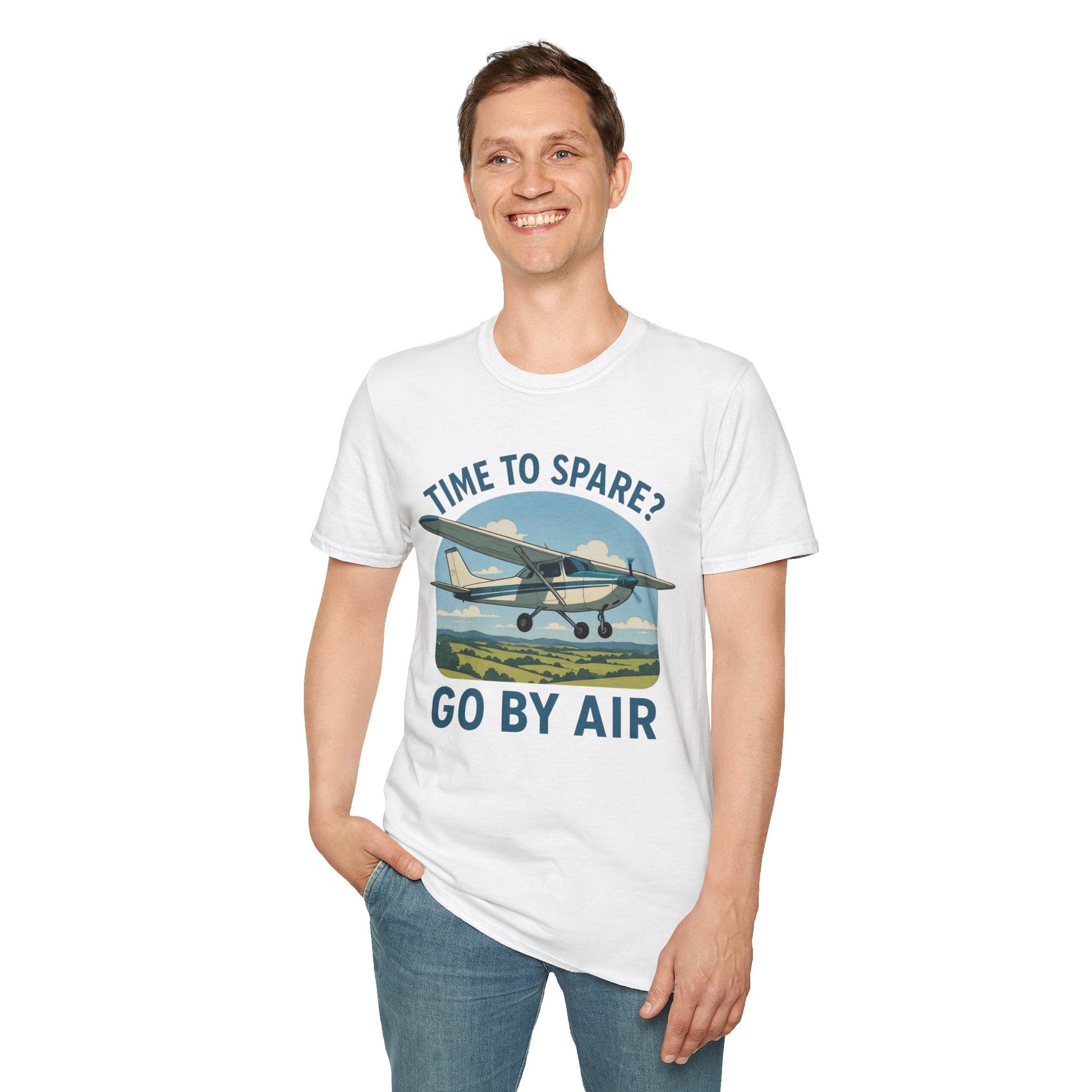 Cessna 172 Premium T-Shirt – “Time to Spare? Go by Air” Skyhawk Aviation Tee - Pilot gifts - WWII warbird t-shirt