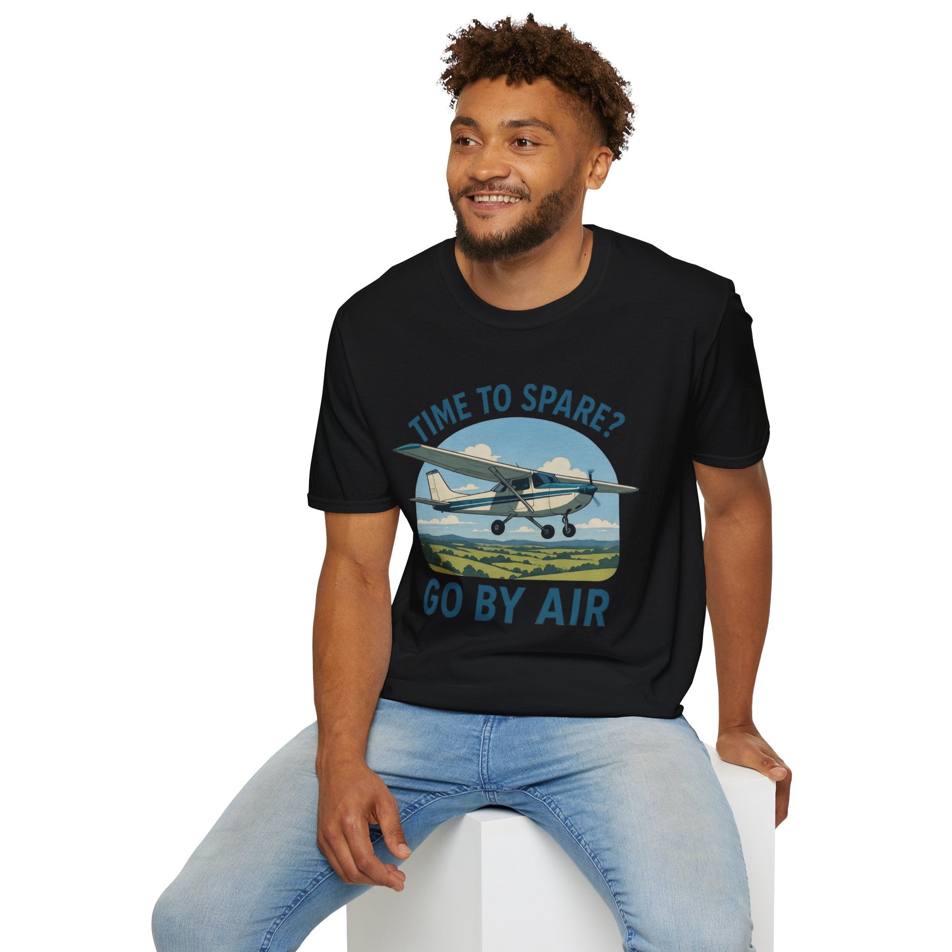 Cessna 172 Premium T-Shirt – “Time to Spare? Go by Air” Skyhawk Aviation Tee - Pilot gifts - WWII warbird t-shirt