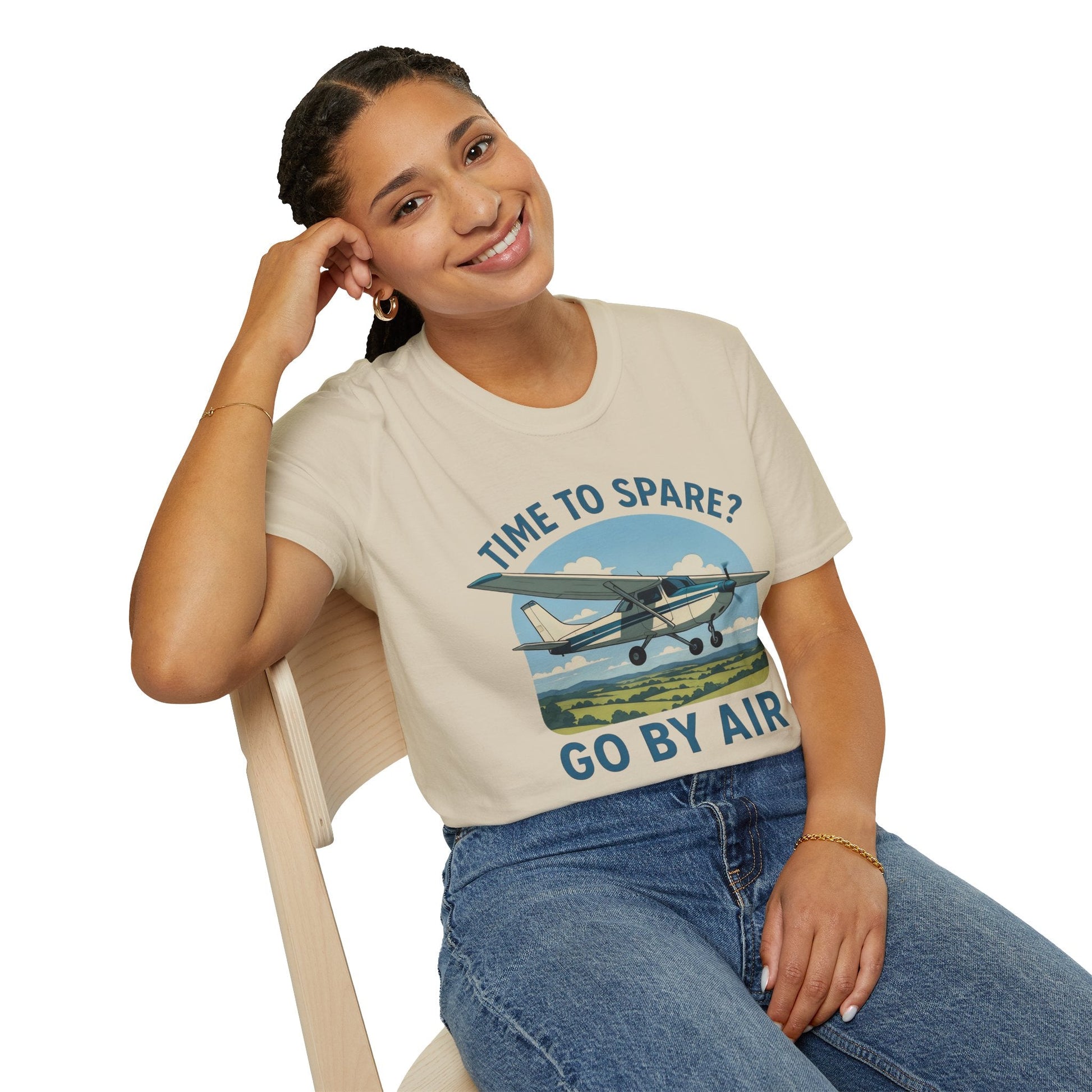 Cessna 172 Premium T-Shirt – “Time to Spare? Go by Air” Skyhawk Aviation Tee - Pilot gifts - WWII warbird t-shirt