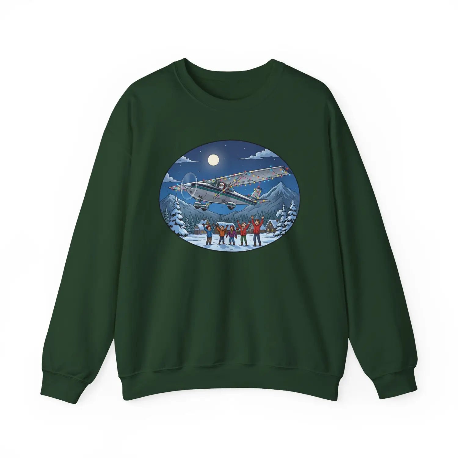 Cessna 182 with Santa at the Controls – Holiday Sweater - Sweatshirt - Pilot gifts - WWII warbird t-shirt