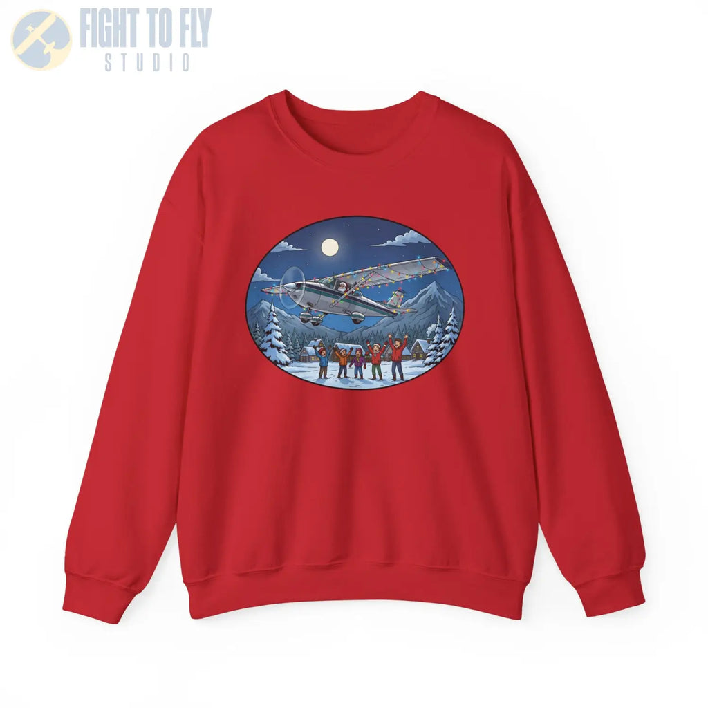 Cessna 182 with Santa at the Controls – Holiday Sweater - Sweatshirt - Pilot gifts - WWII warbird t-shirt