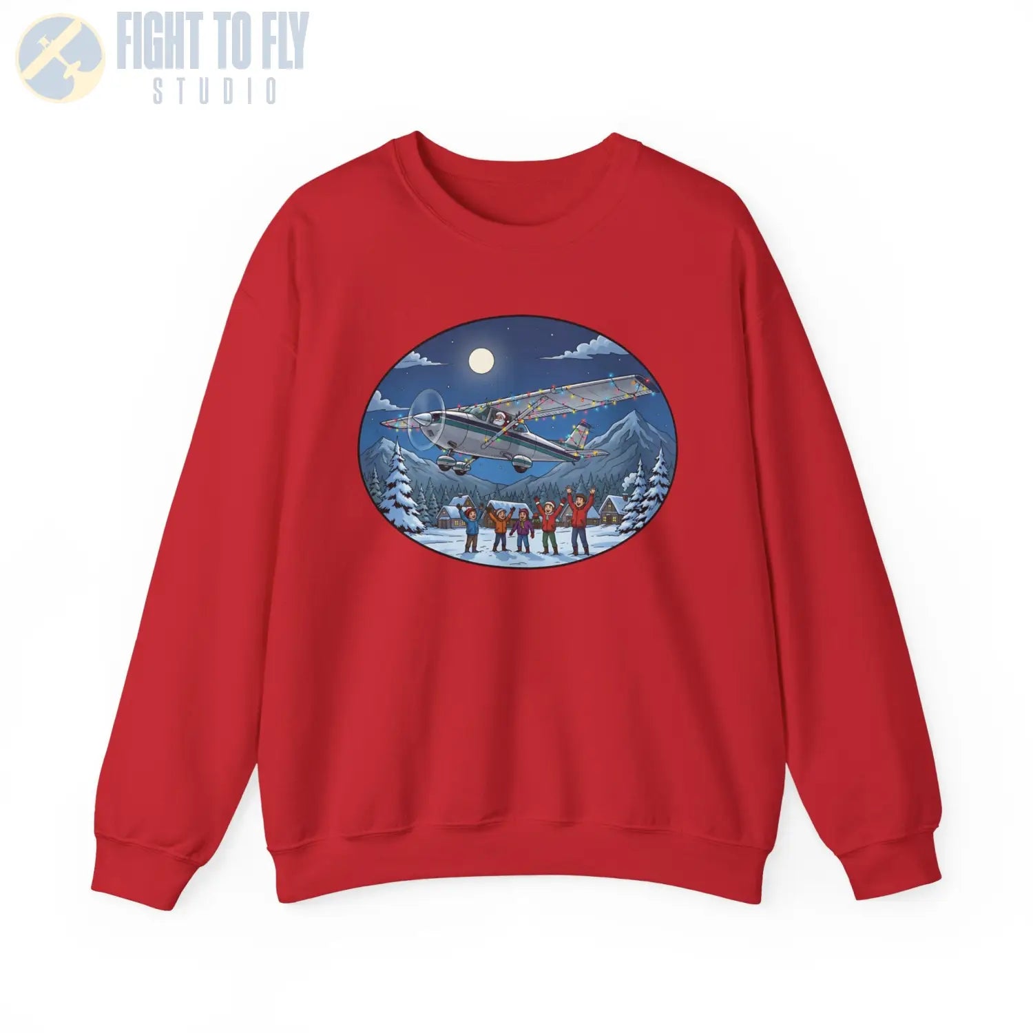 Cessna 182 with Santa at the Controls – Holiday Sweater - Sweatshirt - Pilot gifts - WWII warbird t-shirt
