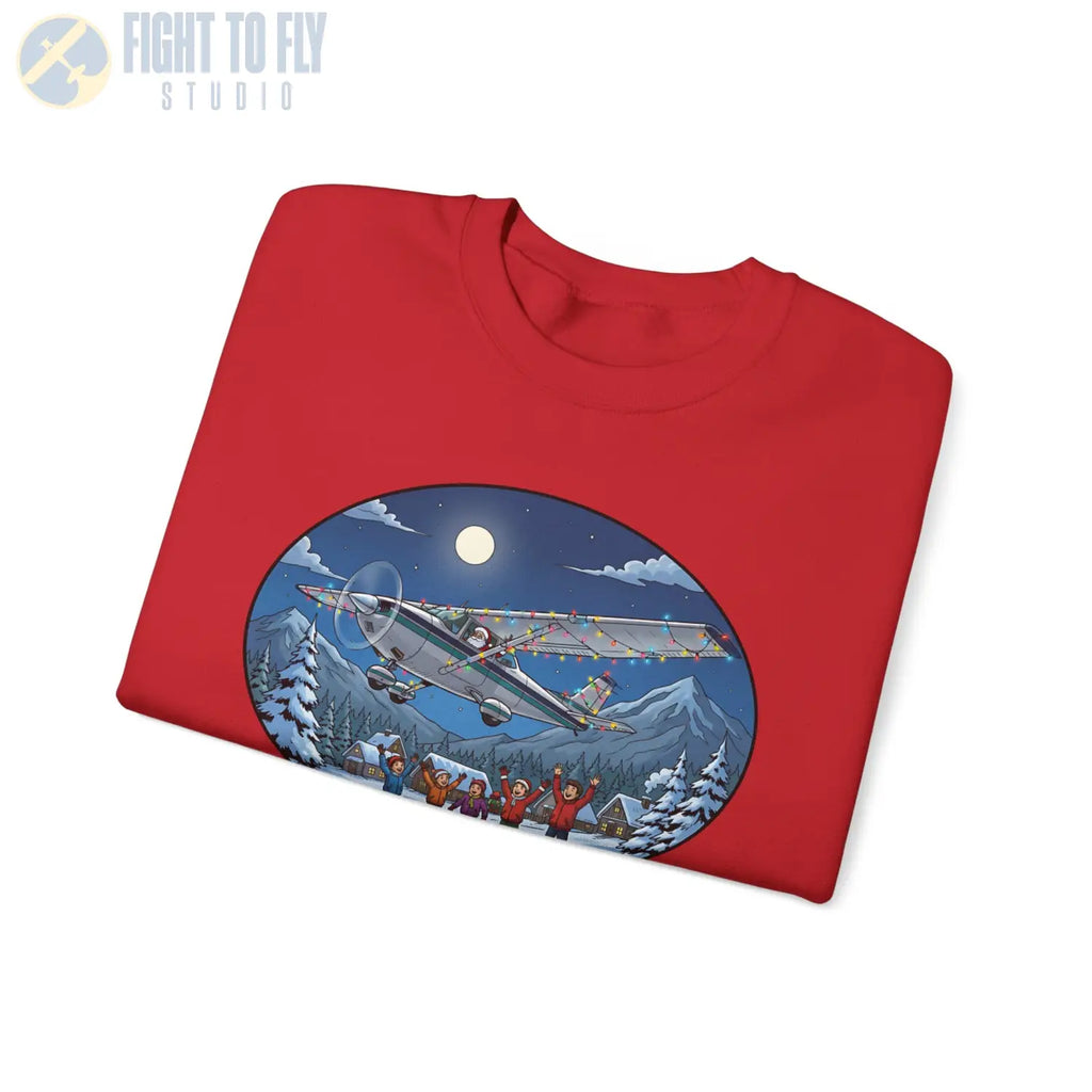 Cessna 182 with Santa at the Controls – Holiday Sweater - Sweatshirt - Pilot gifts - WWII warbird t-shirt