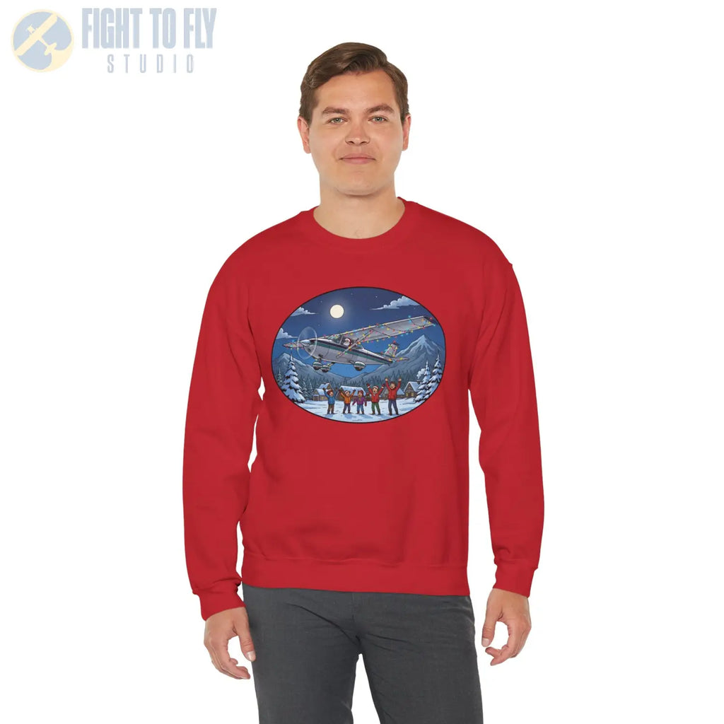 Cessna 182 with Santa at the Controls – Holiday Sweater - Sweatshirt - Pilot gifts - WWII warbird t-shirt