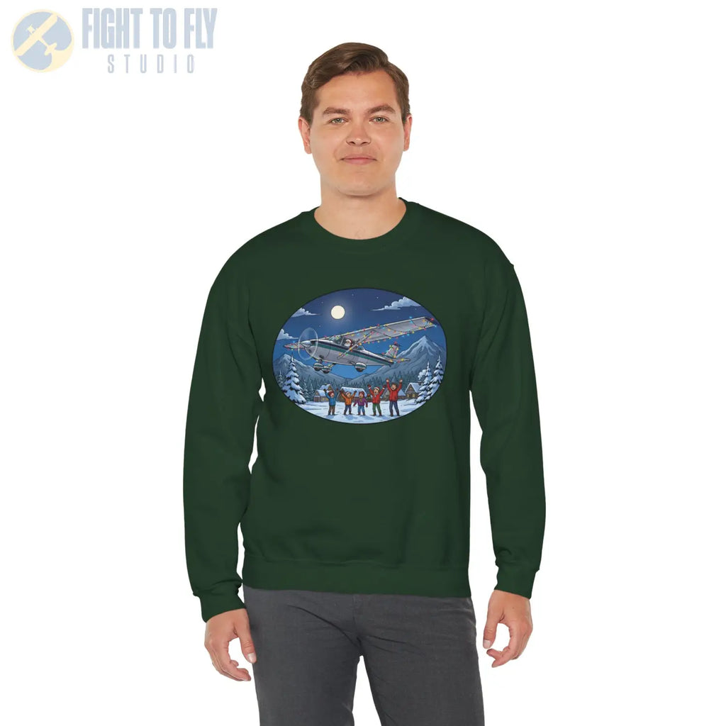 Cessna 182 with Santa at the Controls – Holiday Sweater - Sweatshirt - Pilot gifts - WWII warbird t-shirt