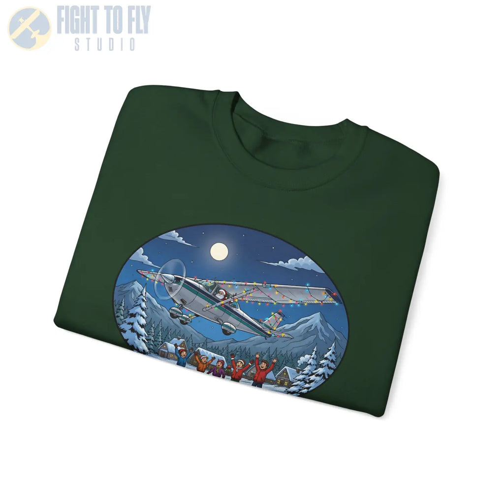 Cessna 182 with Santa at the Controls – Holiday Sweater - Sweatshirt - Pilot gifts - WWII warbird t-shirt